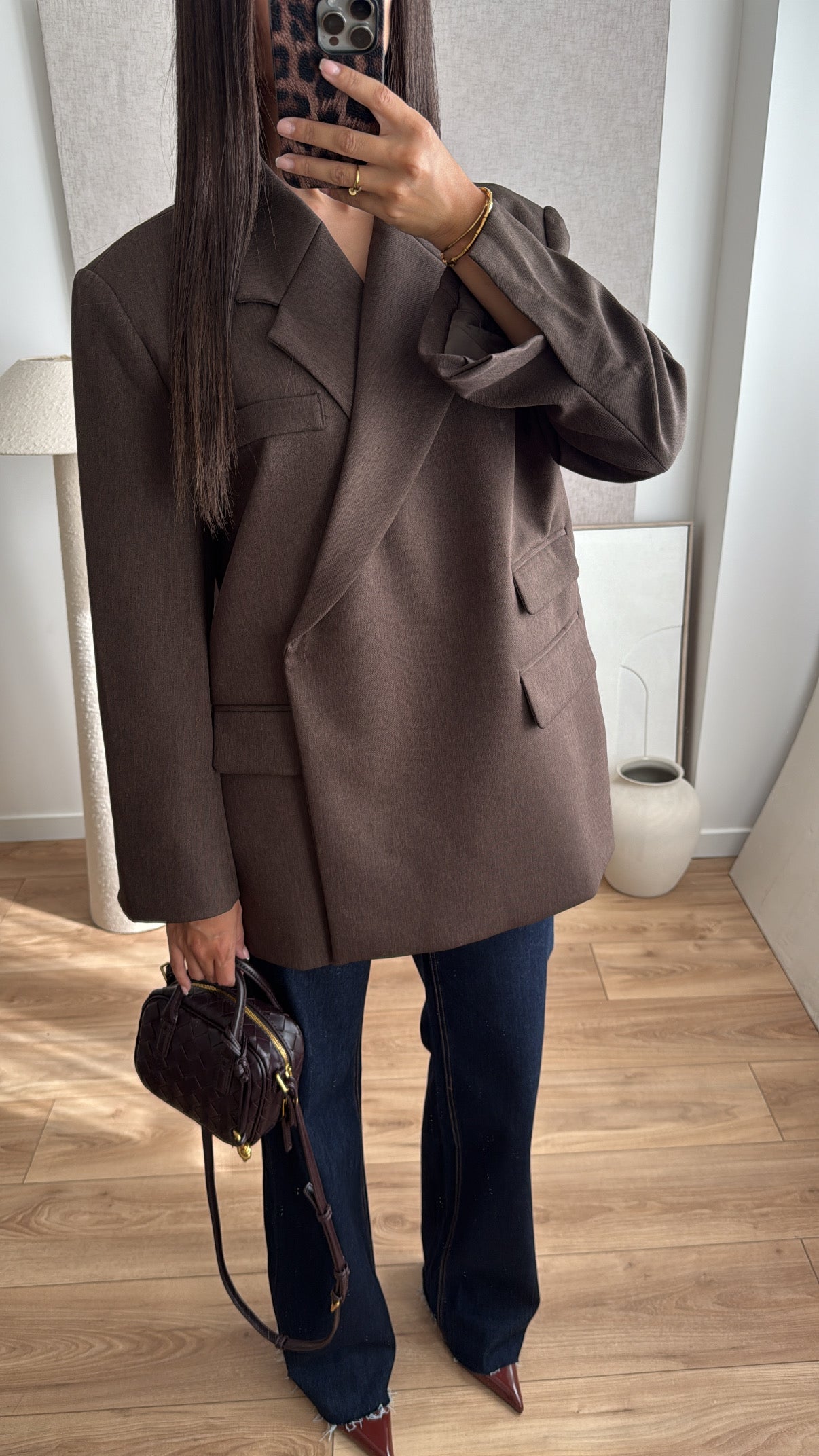 Blazer coupe oversize [ marron chiné ]