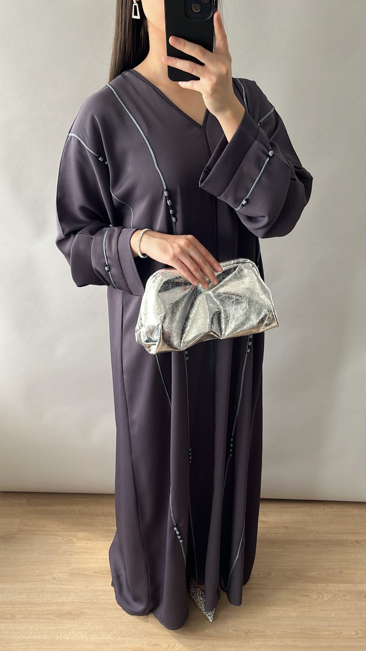 Abaya Dubaï gris bleuté