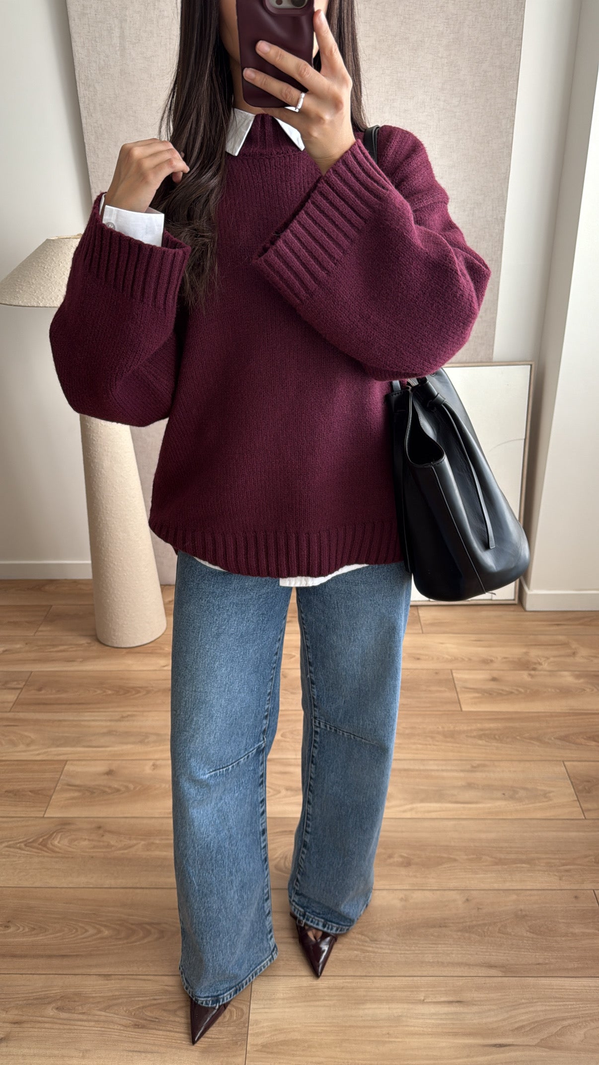 Pull manches amples à col montant ELEN [bordeaux]