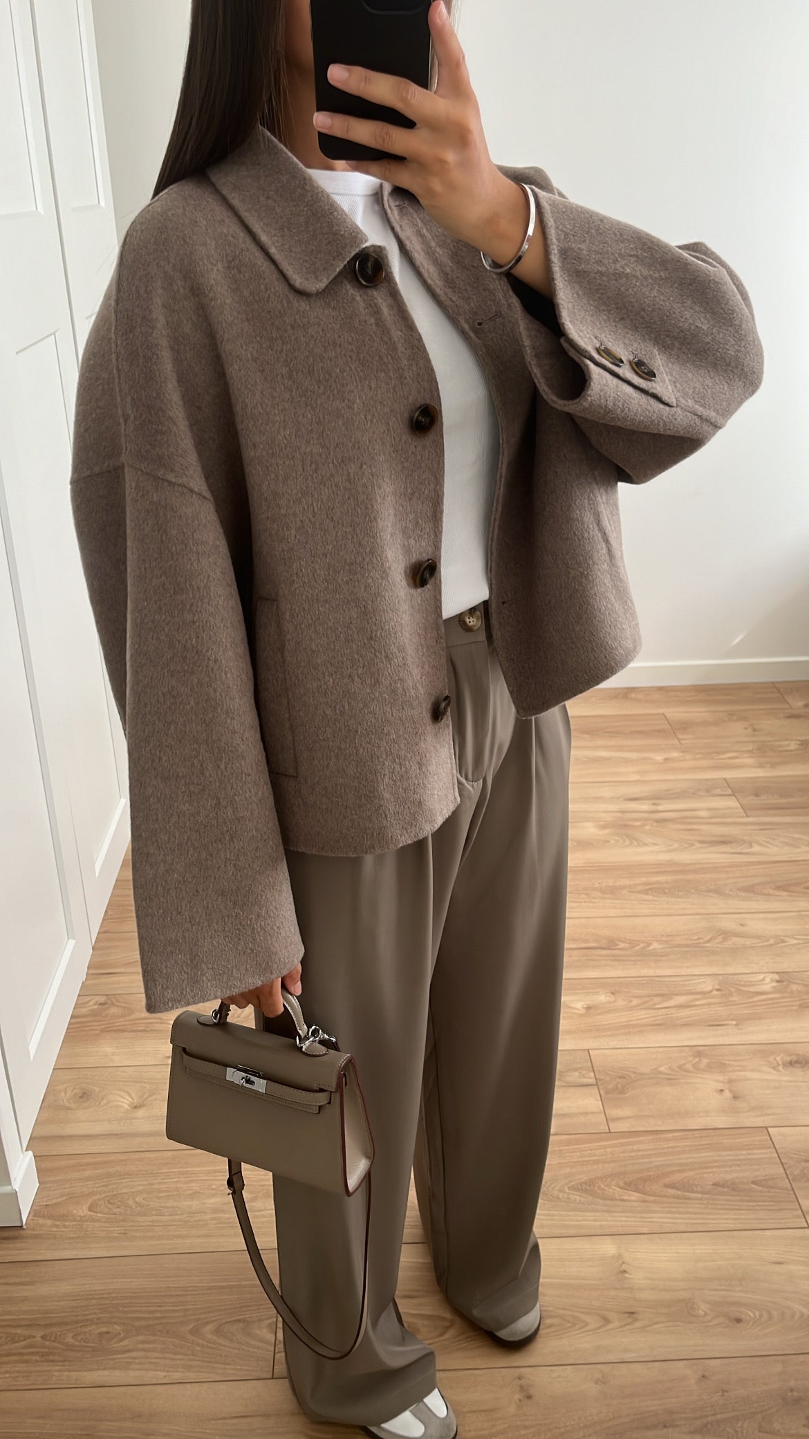 Manteau court en laine [ taupe ]