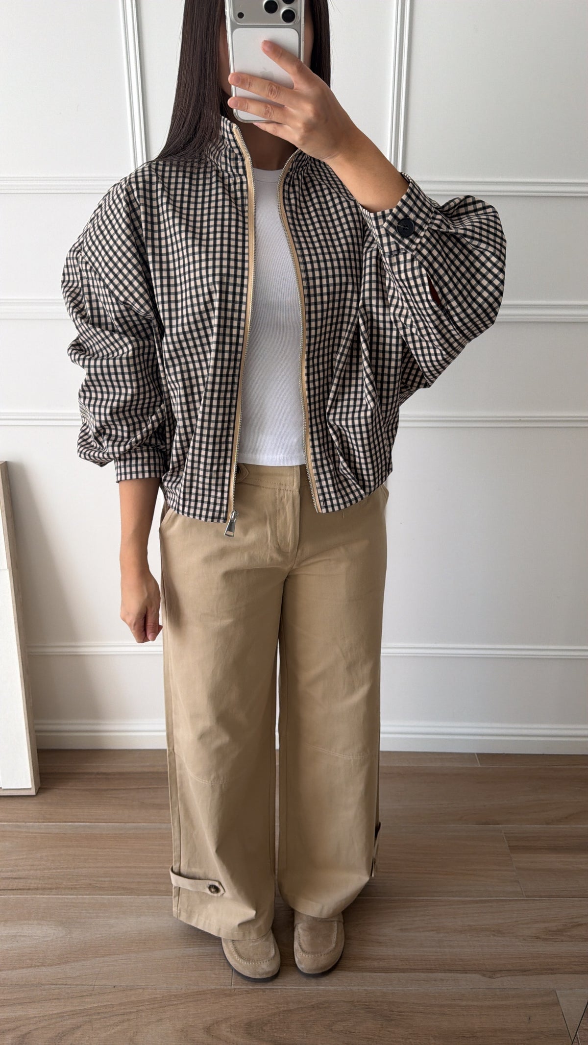 Veste oversize à carreaux LONA [beige/noire]