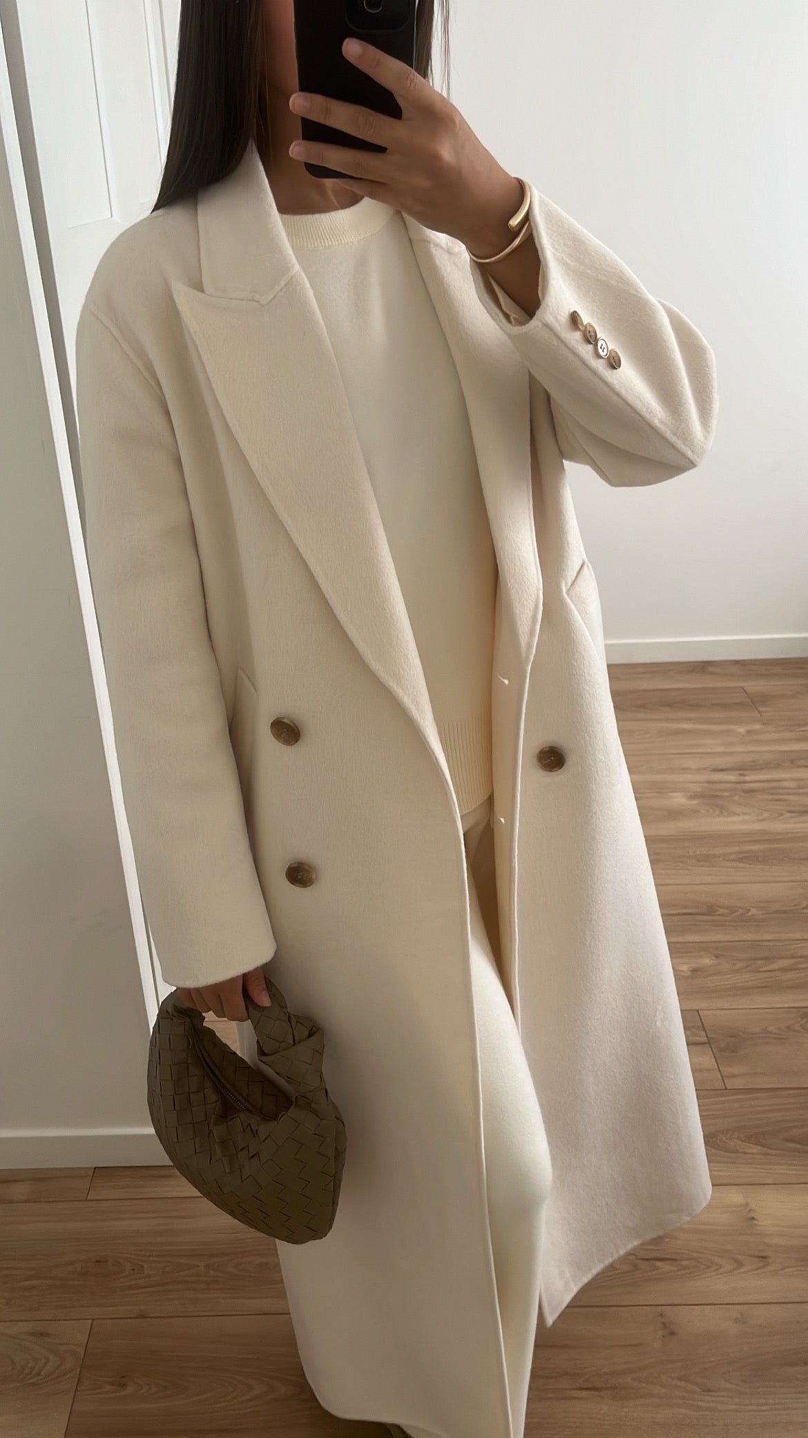 Long manteau en laine [ écru ]