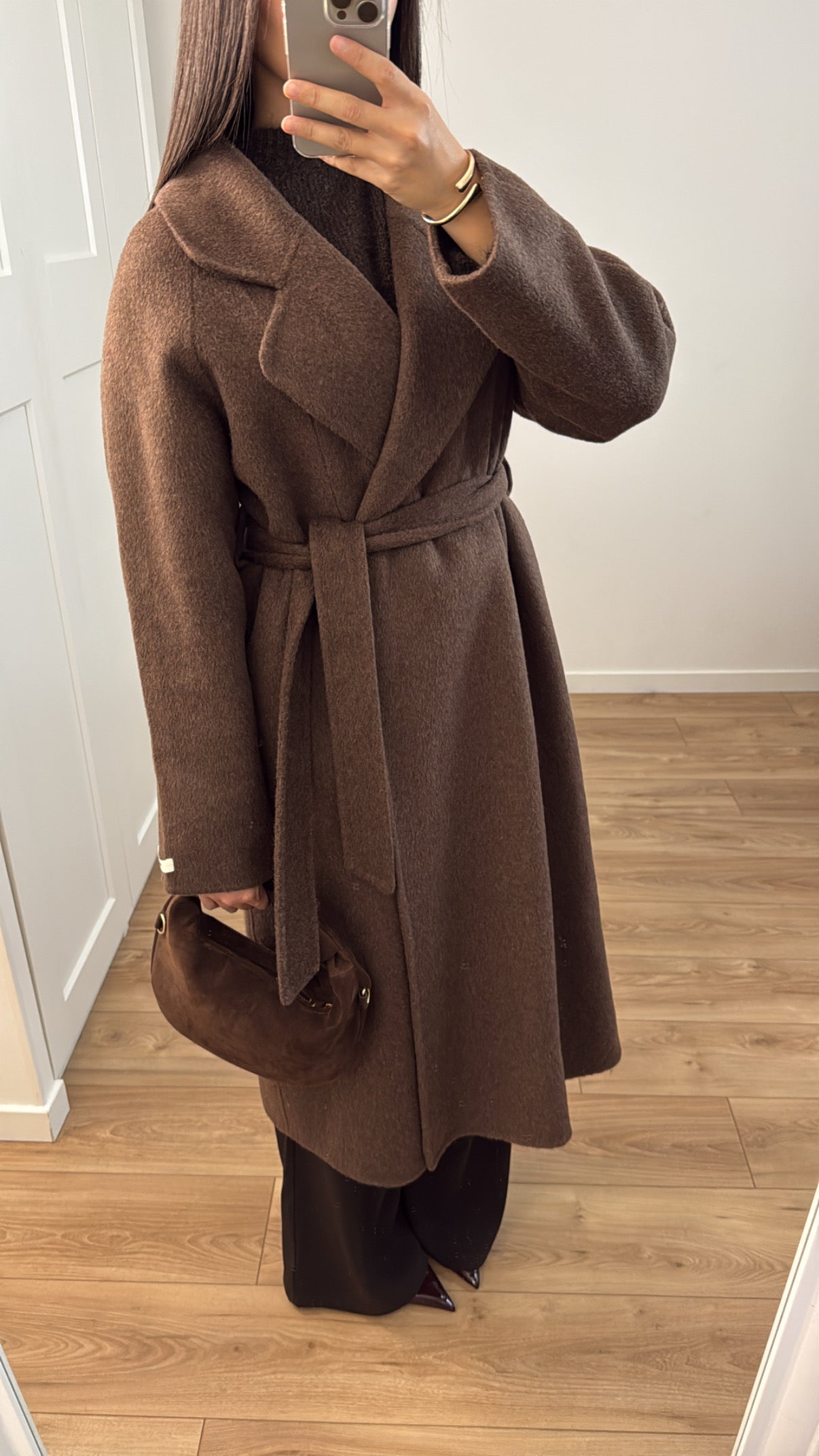 Long manteau en 100% laine [ marron - hand made ]