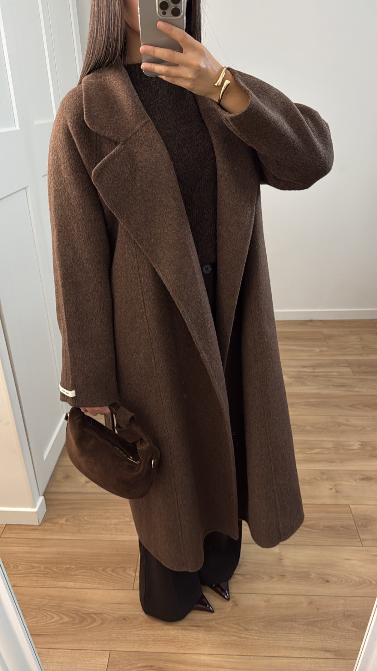 Long manteau en 100% laine [ marron - hand made ]