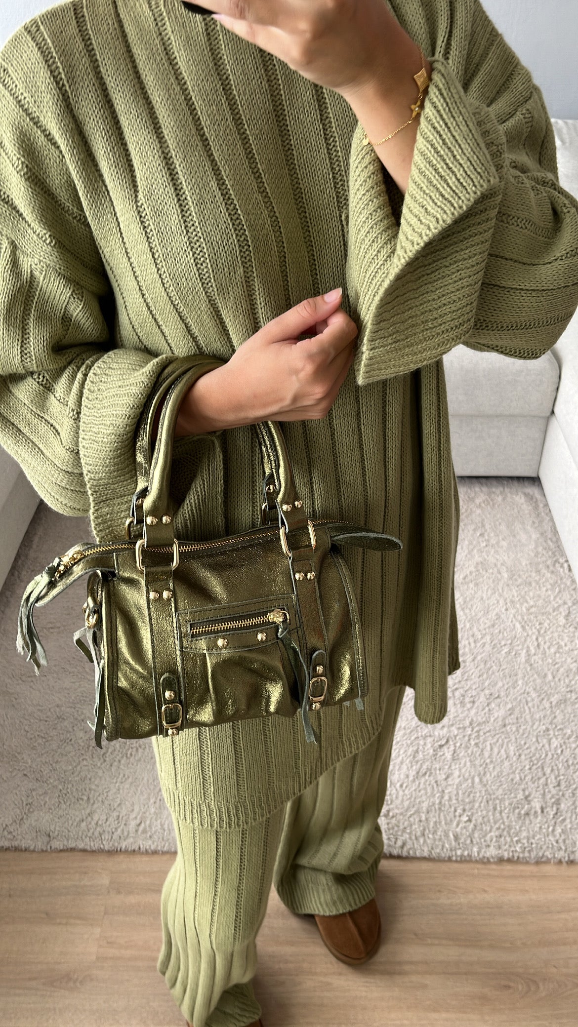 Sac en cuir vert anis iris AsslCollectionParis