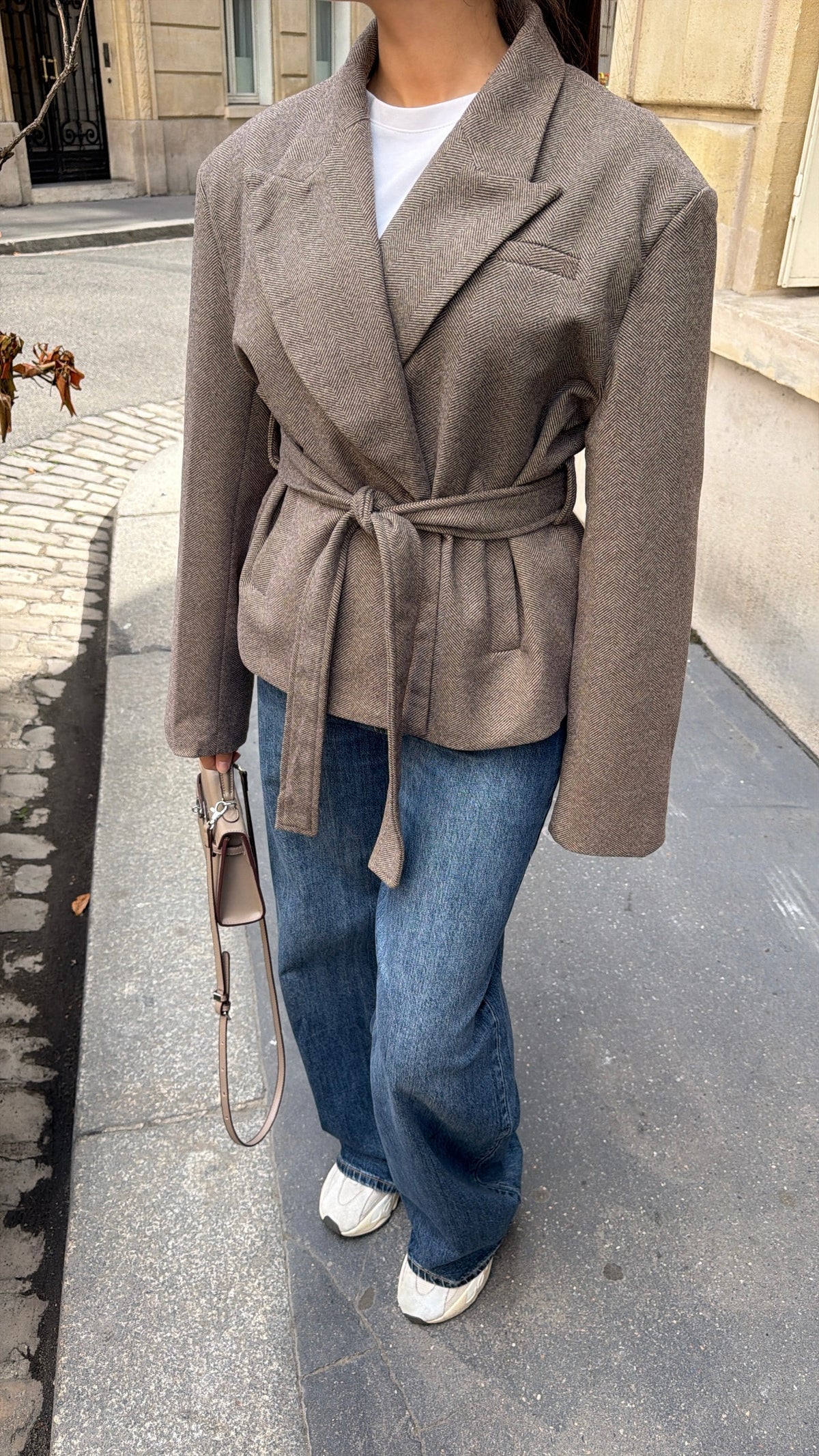Veste blazer vichy [marron taupe]