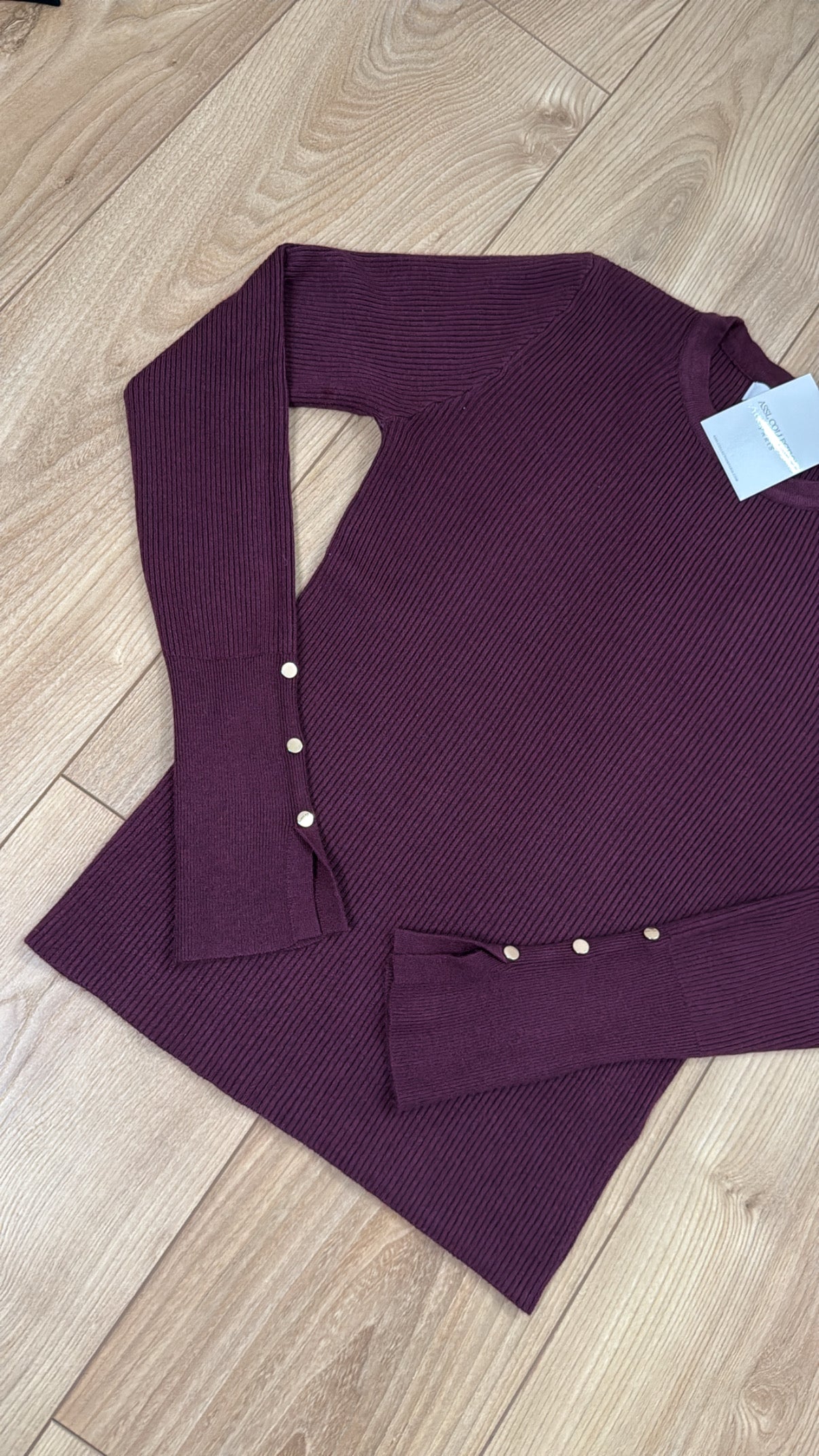 Ribbed knit sweater [burgundy]