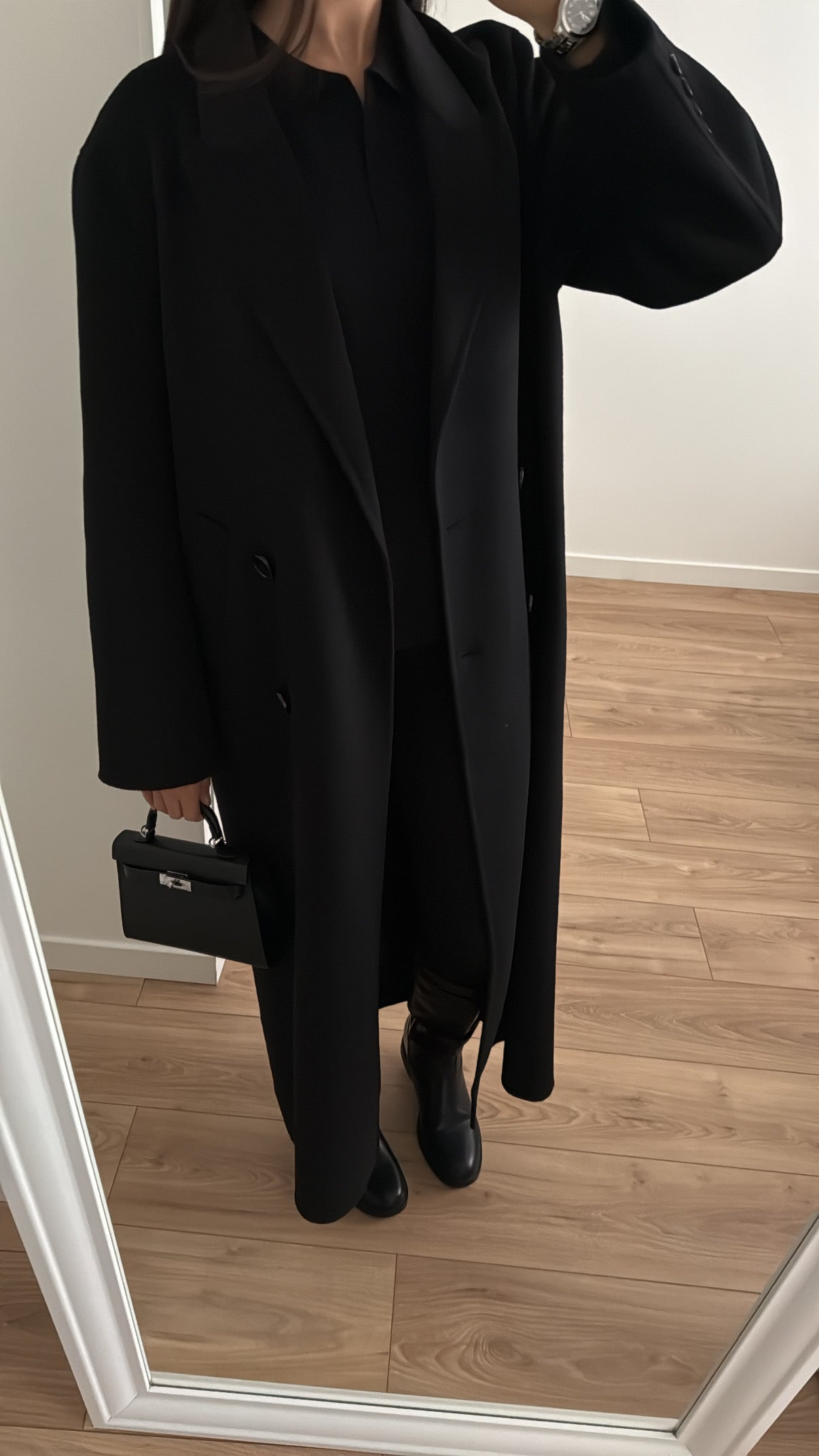 Long manteau en laine [ noir ]