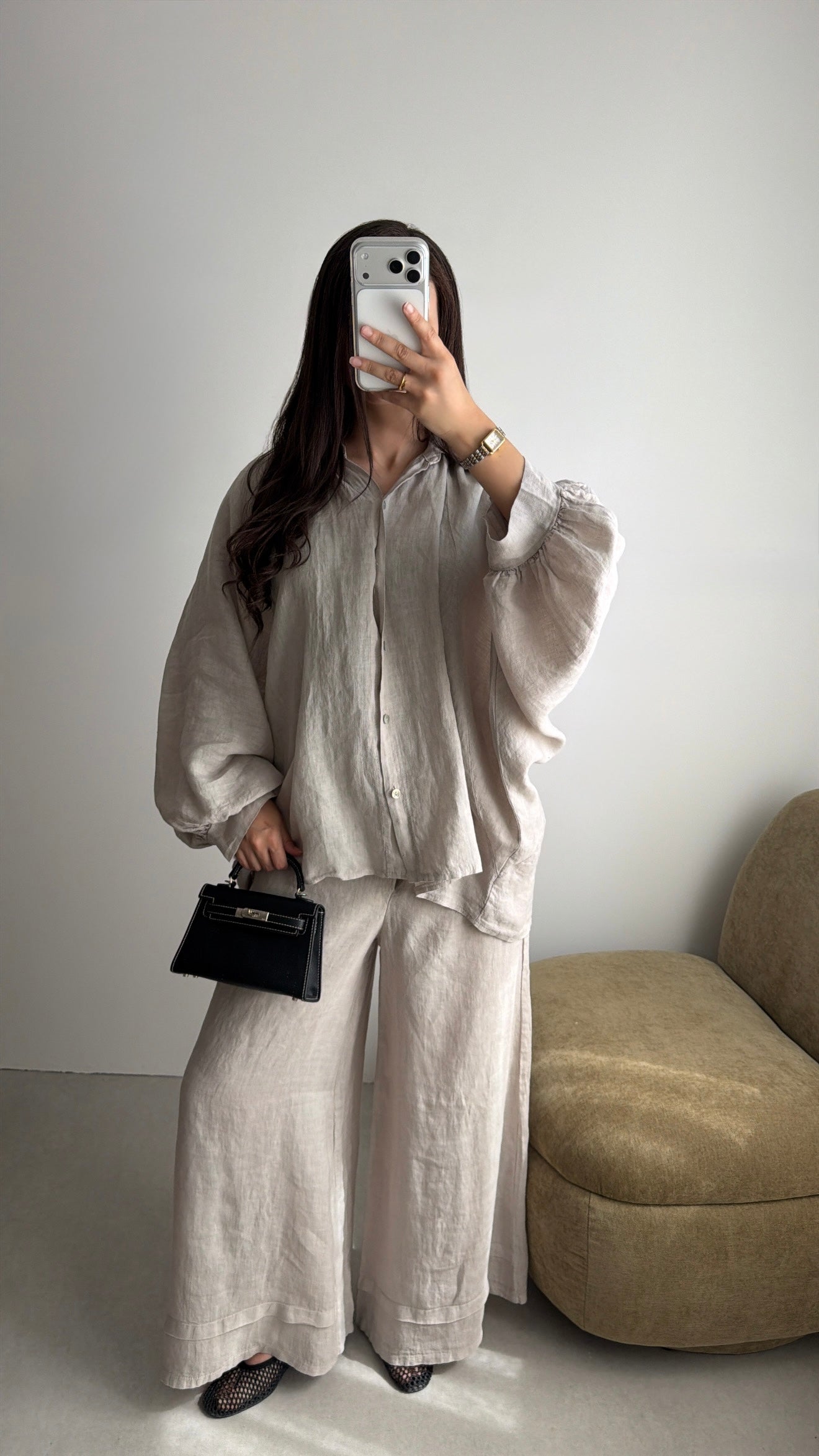 Ensemble en 100% lin OVER [taupe]
