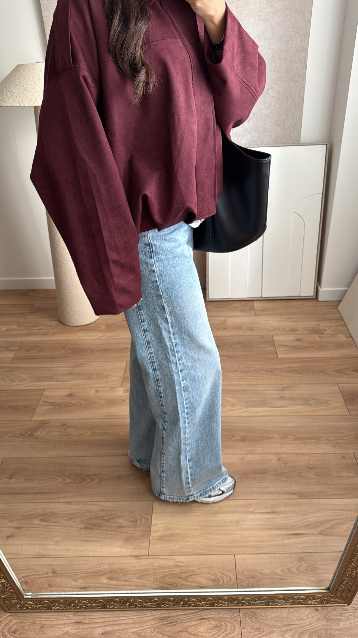 Veste oversize effet suédine [bordeaux]