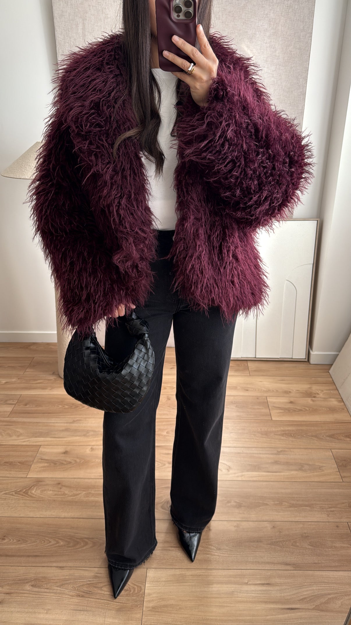 Veste en fausse fourrure [bordeaux]