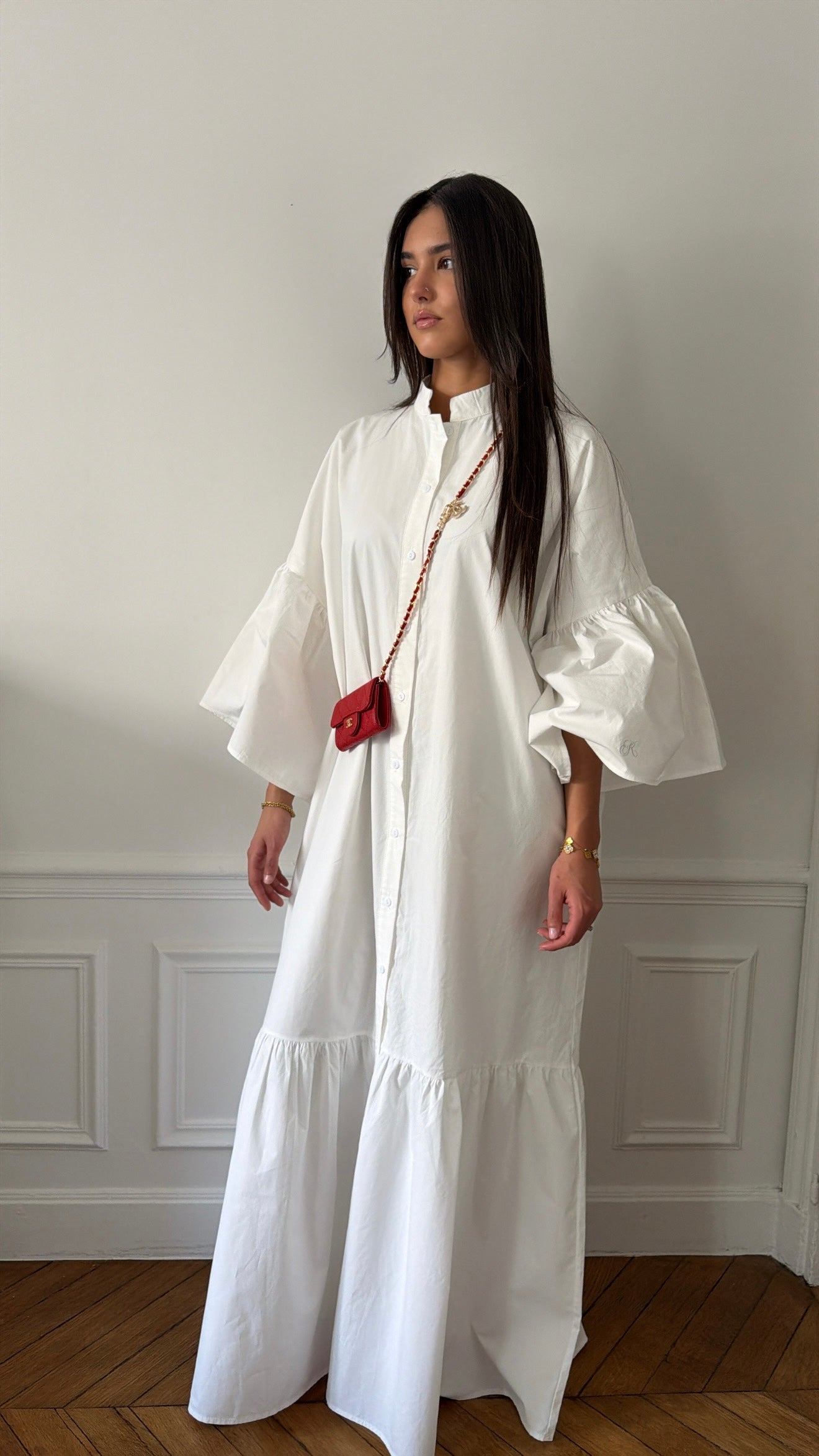 Robe longue loose en coton [blanc]