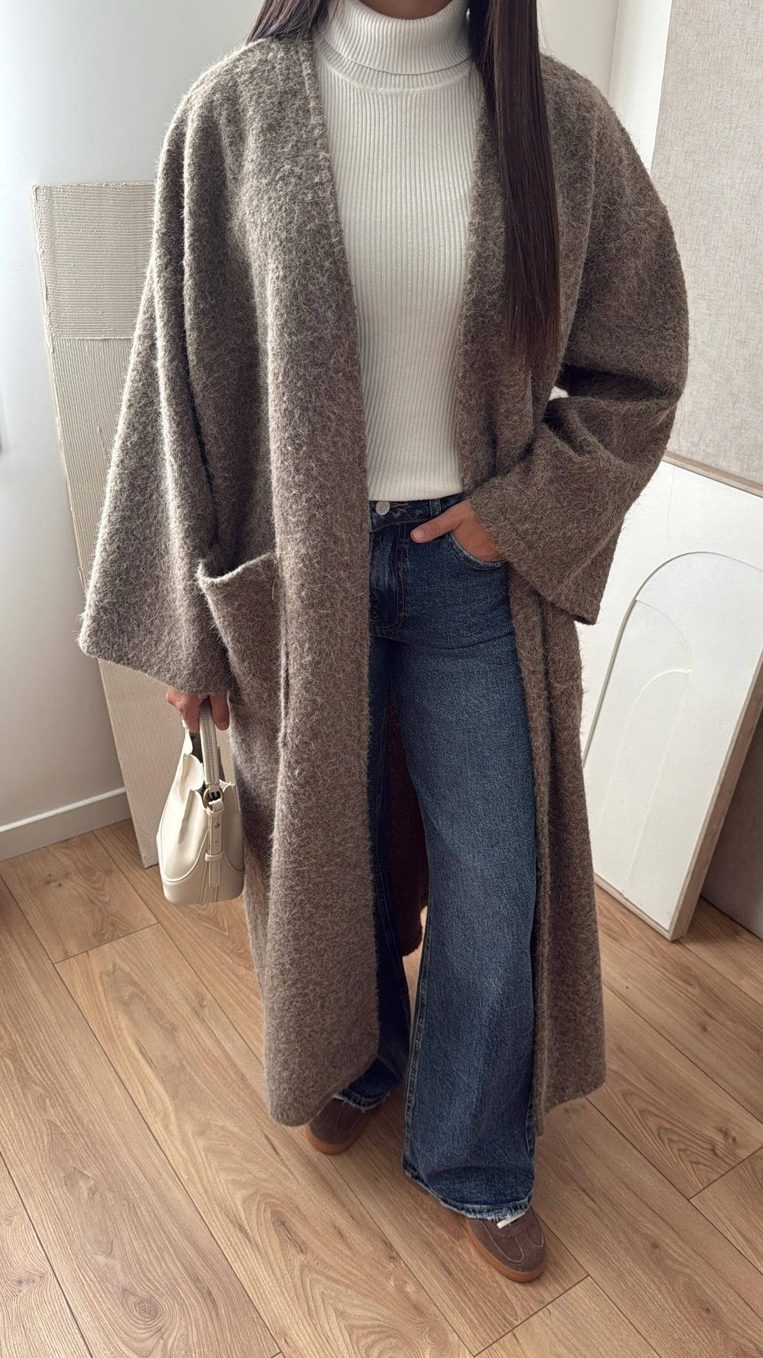 Long manteau HERA [taupe chiné]