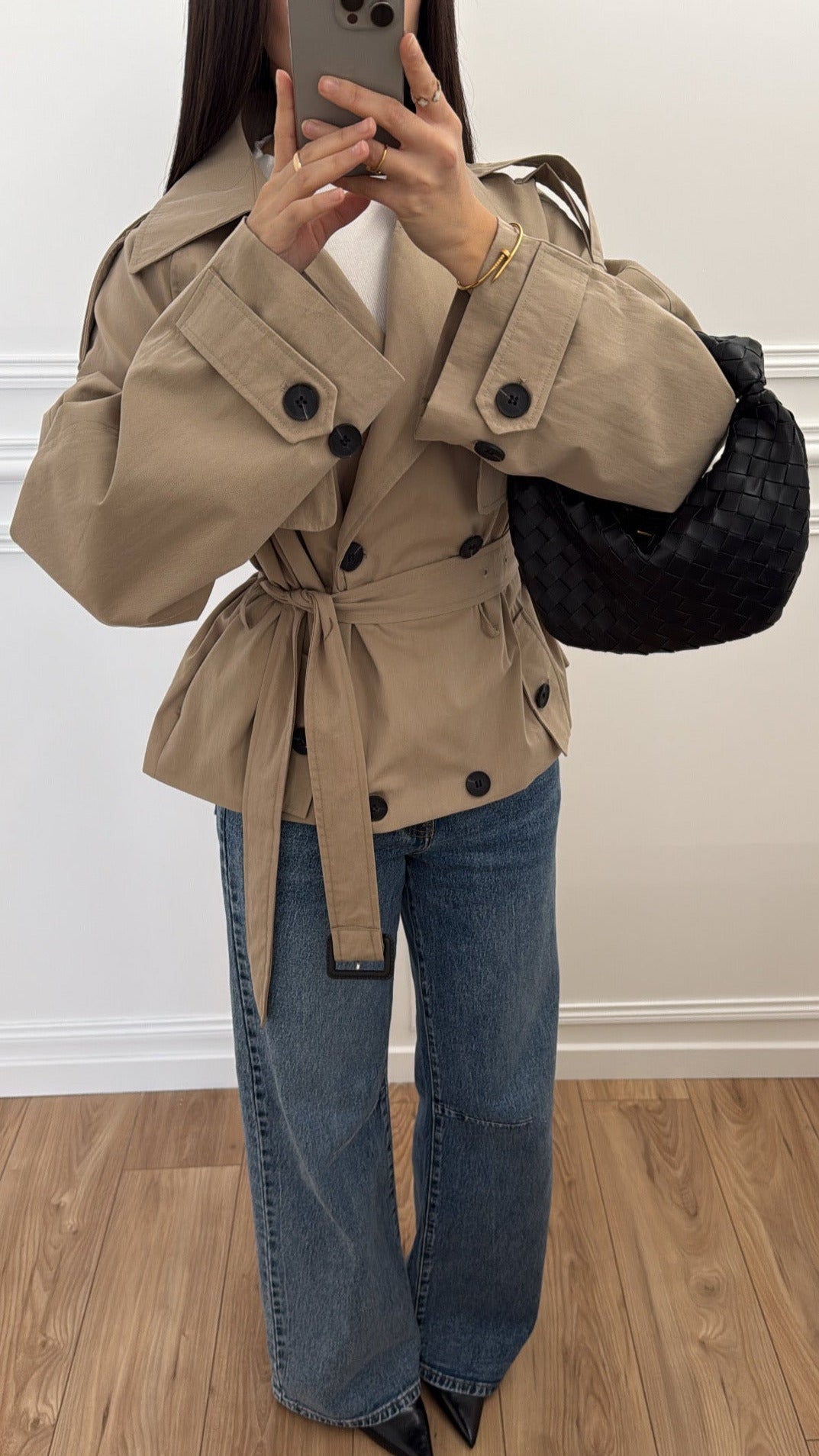 Short trench coat [dark beige]