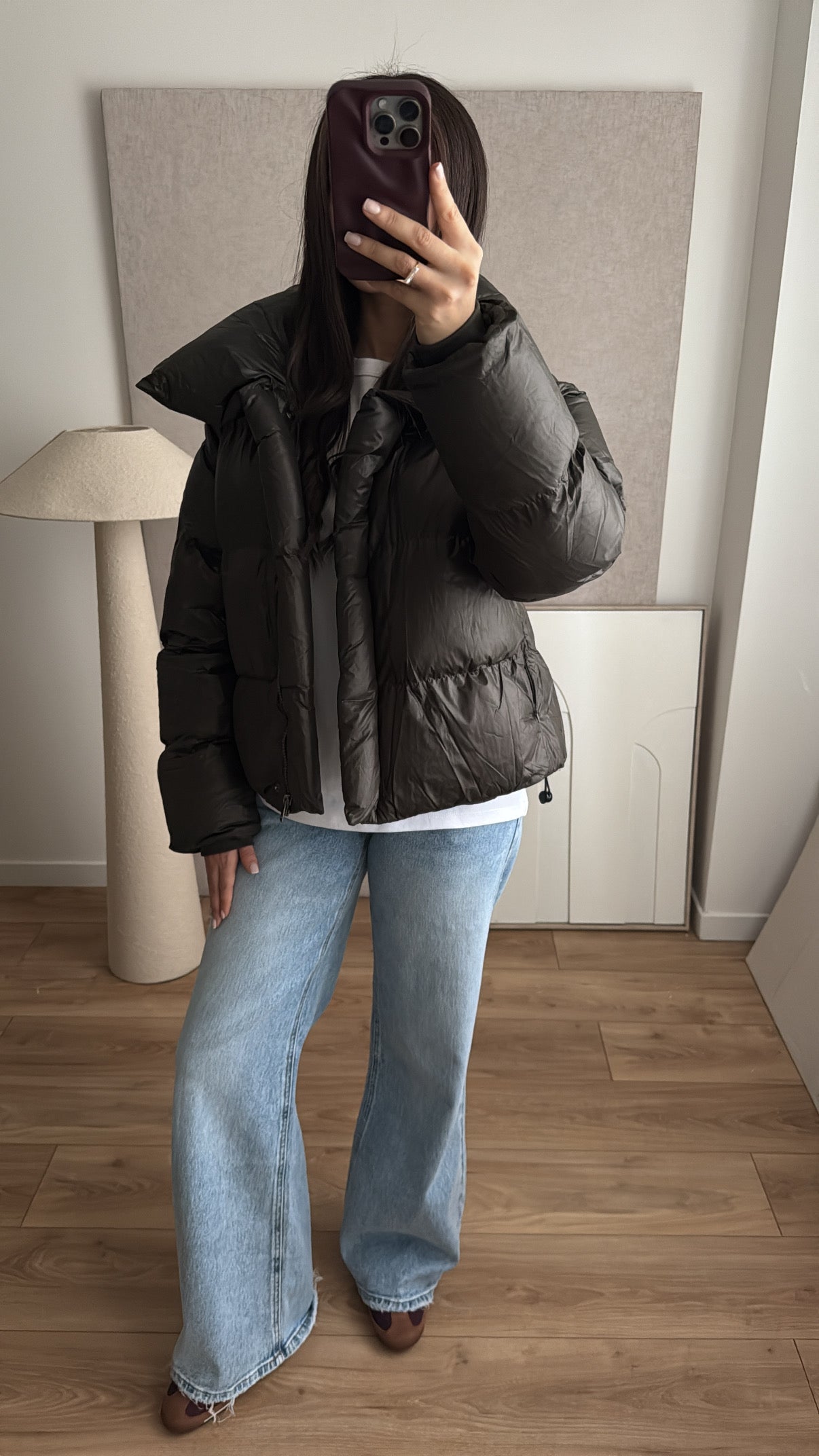 Übergroße Daunenjacke [Burgund]