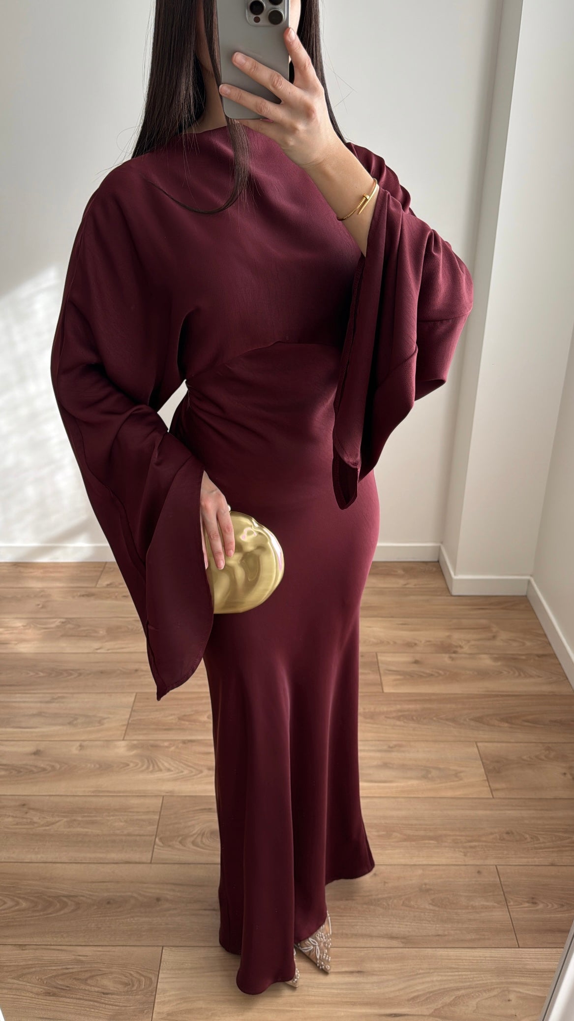 Long fitted dress [dark brown]