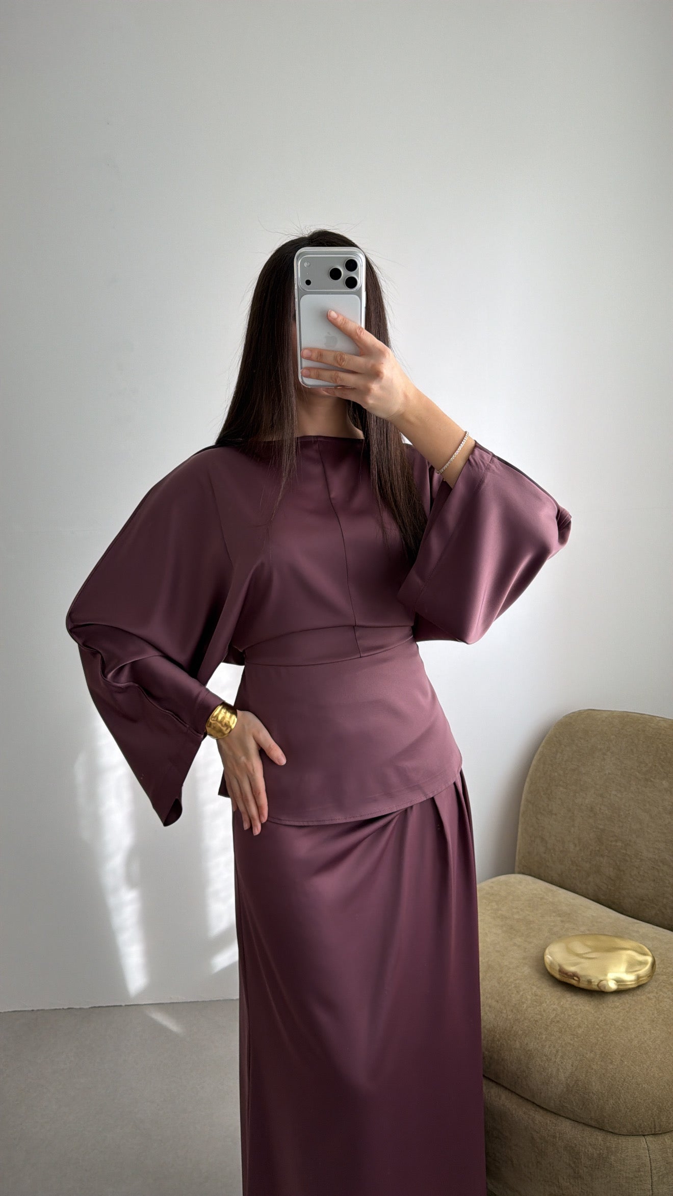 Top cintré à manches amples EMRA [prune]