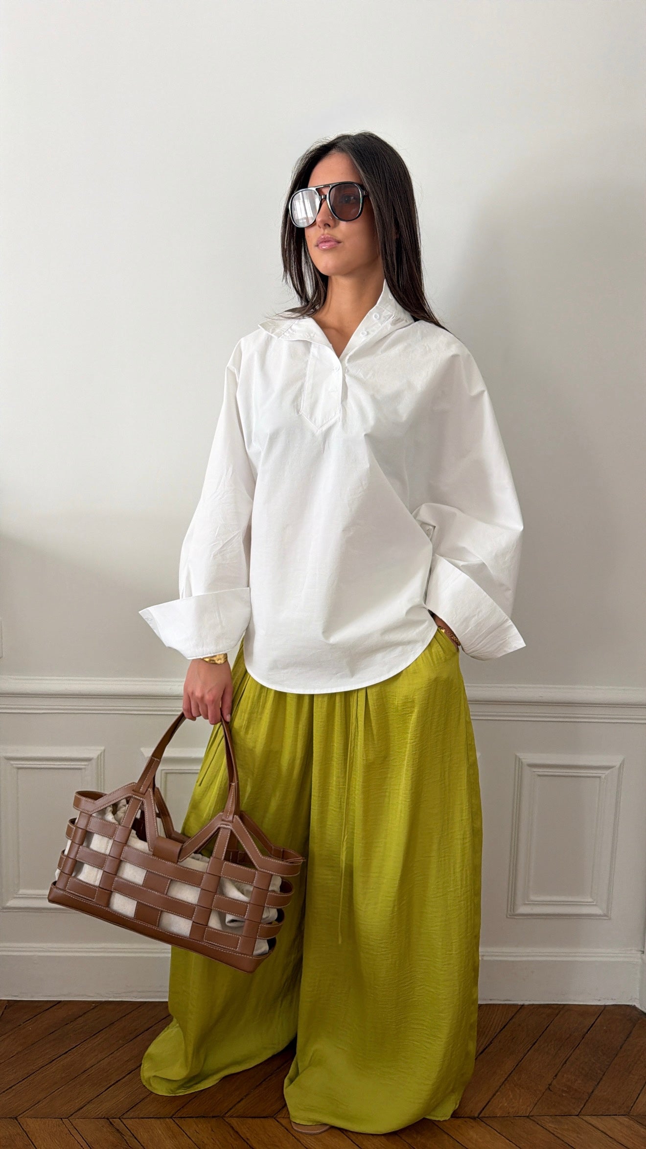 Pantalon fluide large [vert]