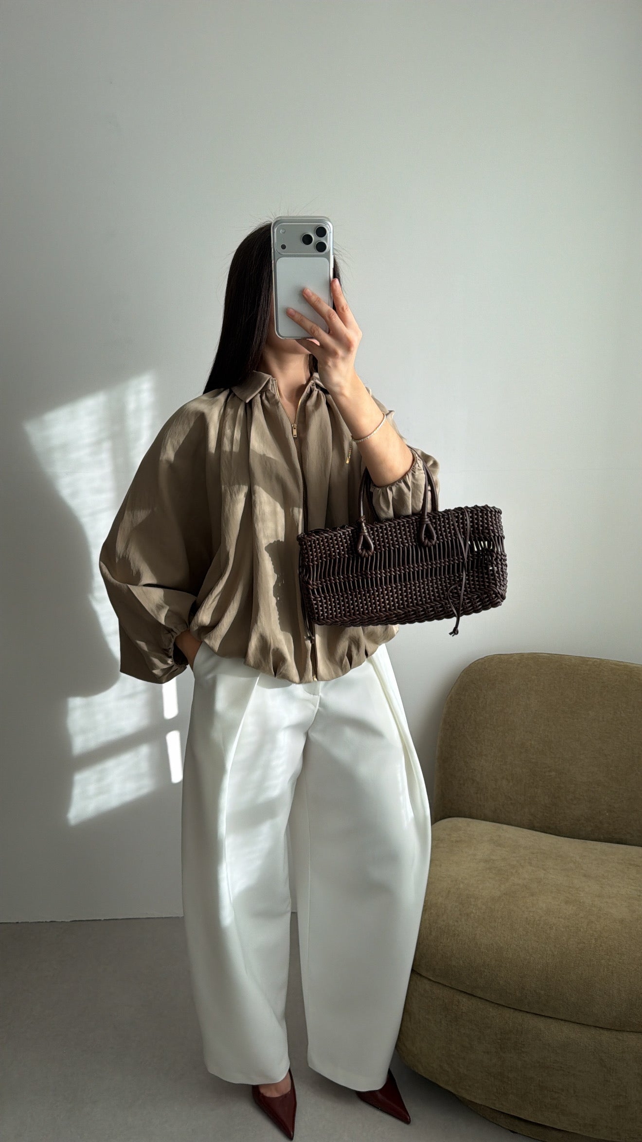 Pantalon ample élégant [blanc]