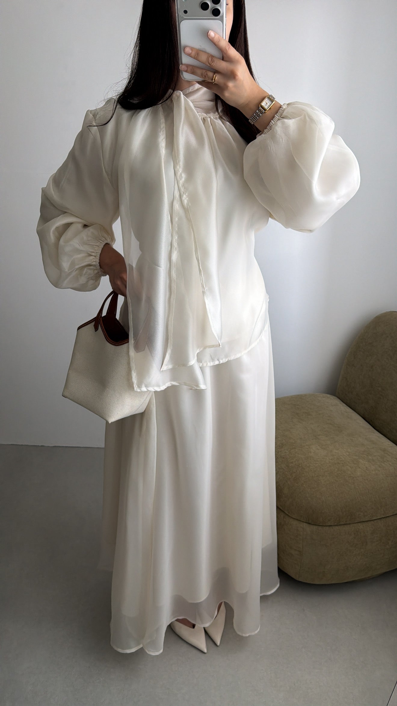 Ensemble jupe longue et blouse [écru]