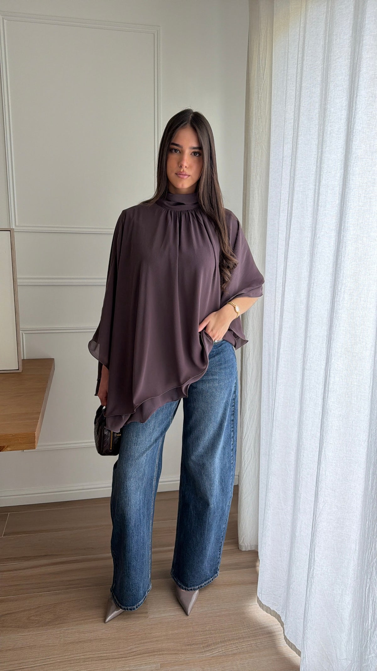 Blouse à volant ENNA [prune]