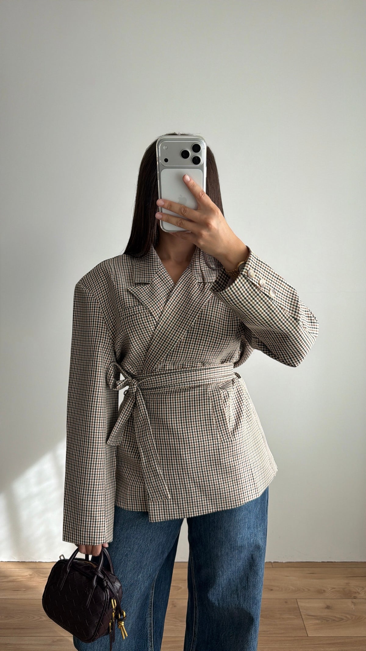 Veste blazer loose à carreaux