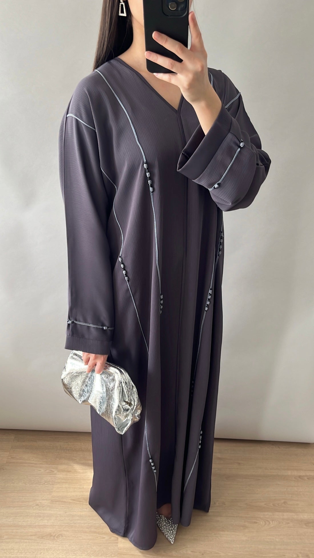 Abaya Dubaï gris bleuté