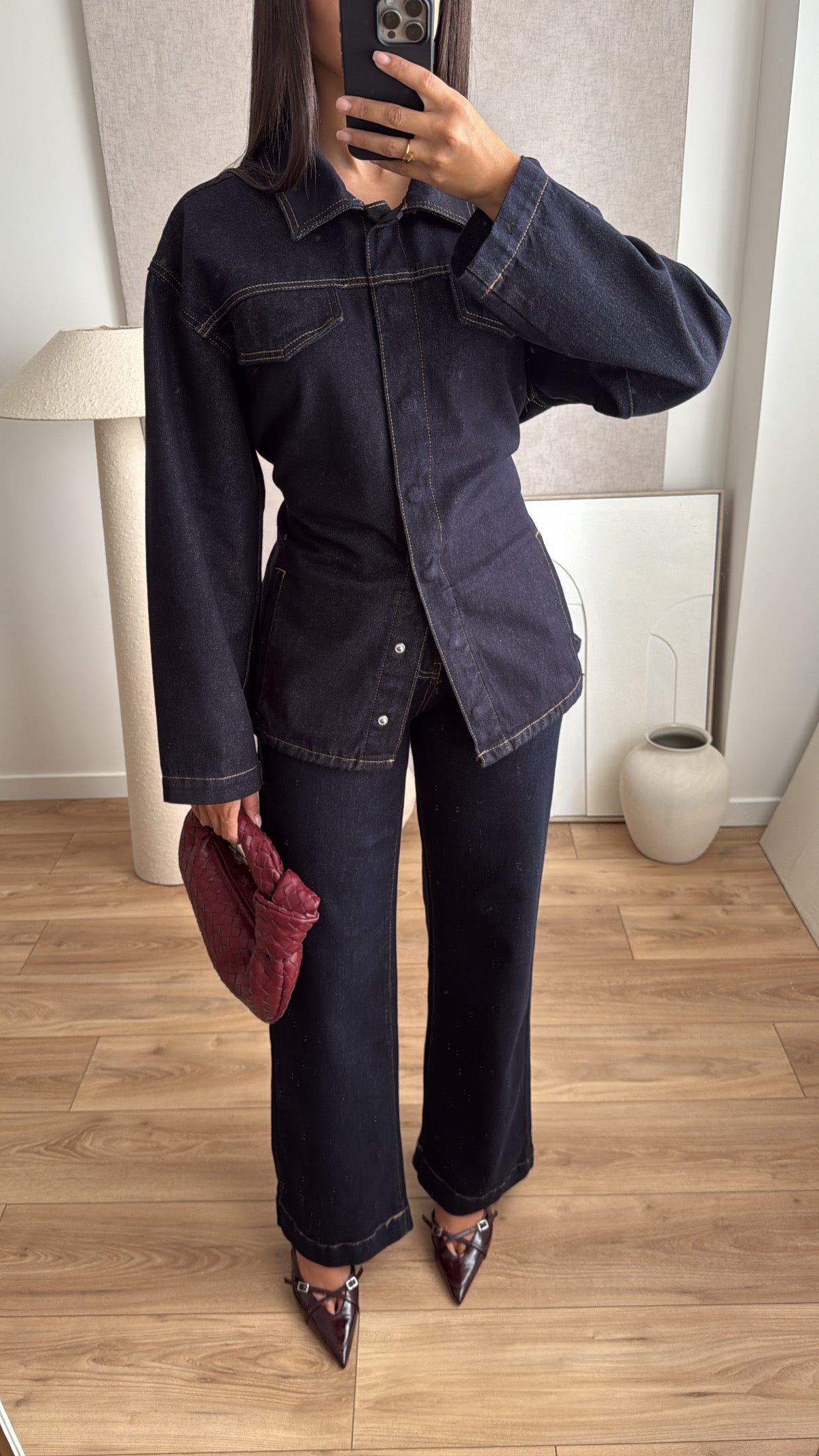 Dark blue loose fit denim jacket