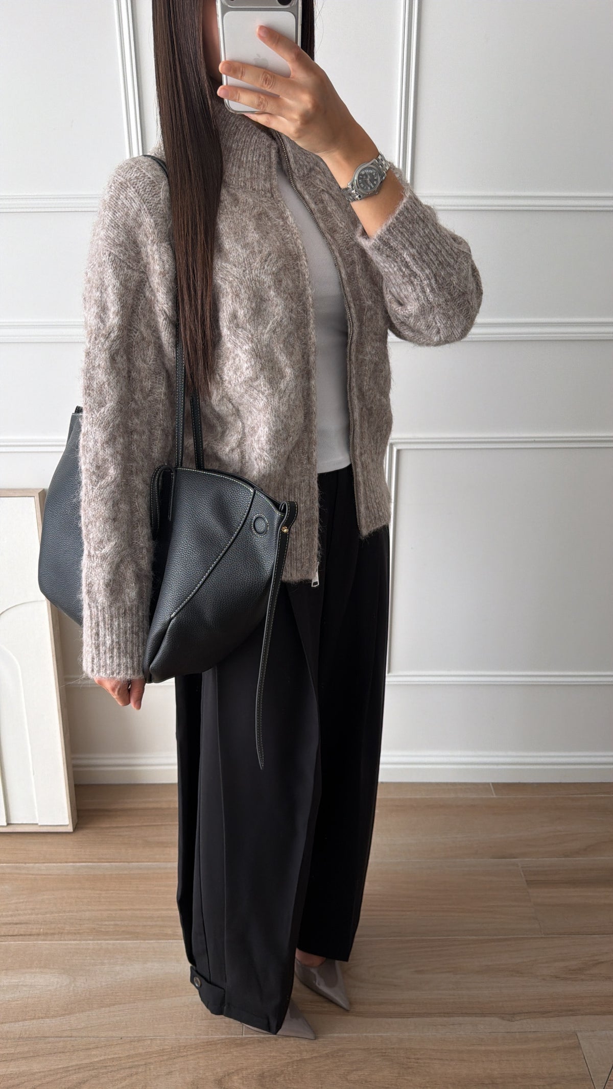 Gilet en maille torsadée [Taupe clair]