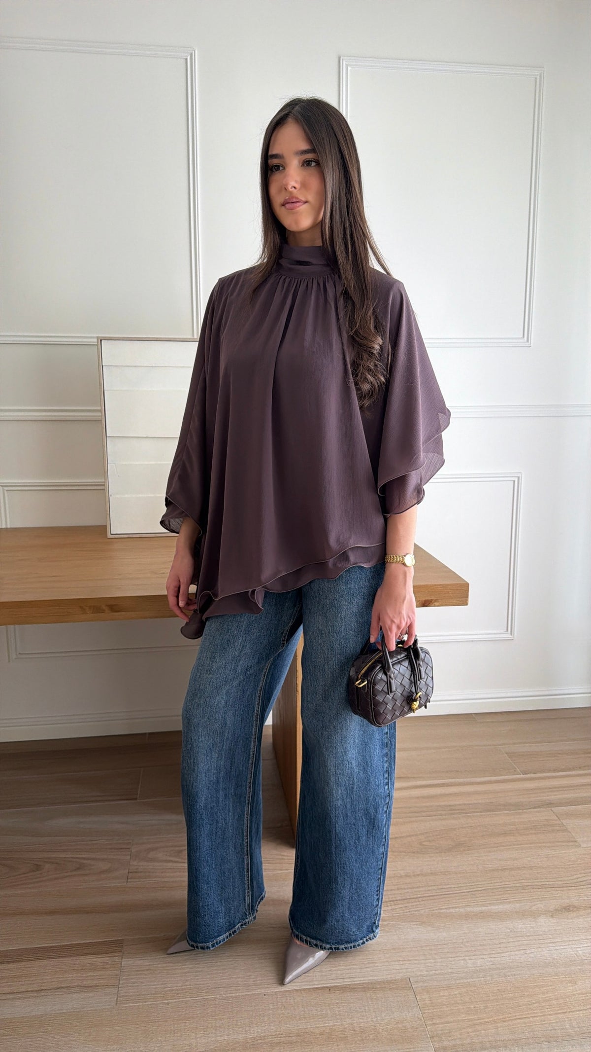 Blouse à volant ENNA [prune]