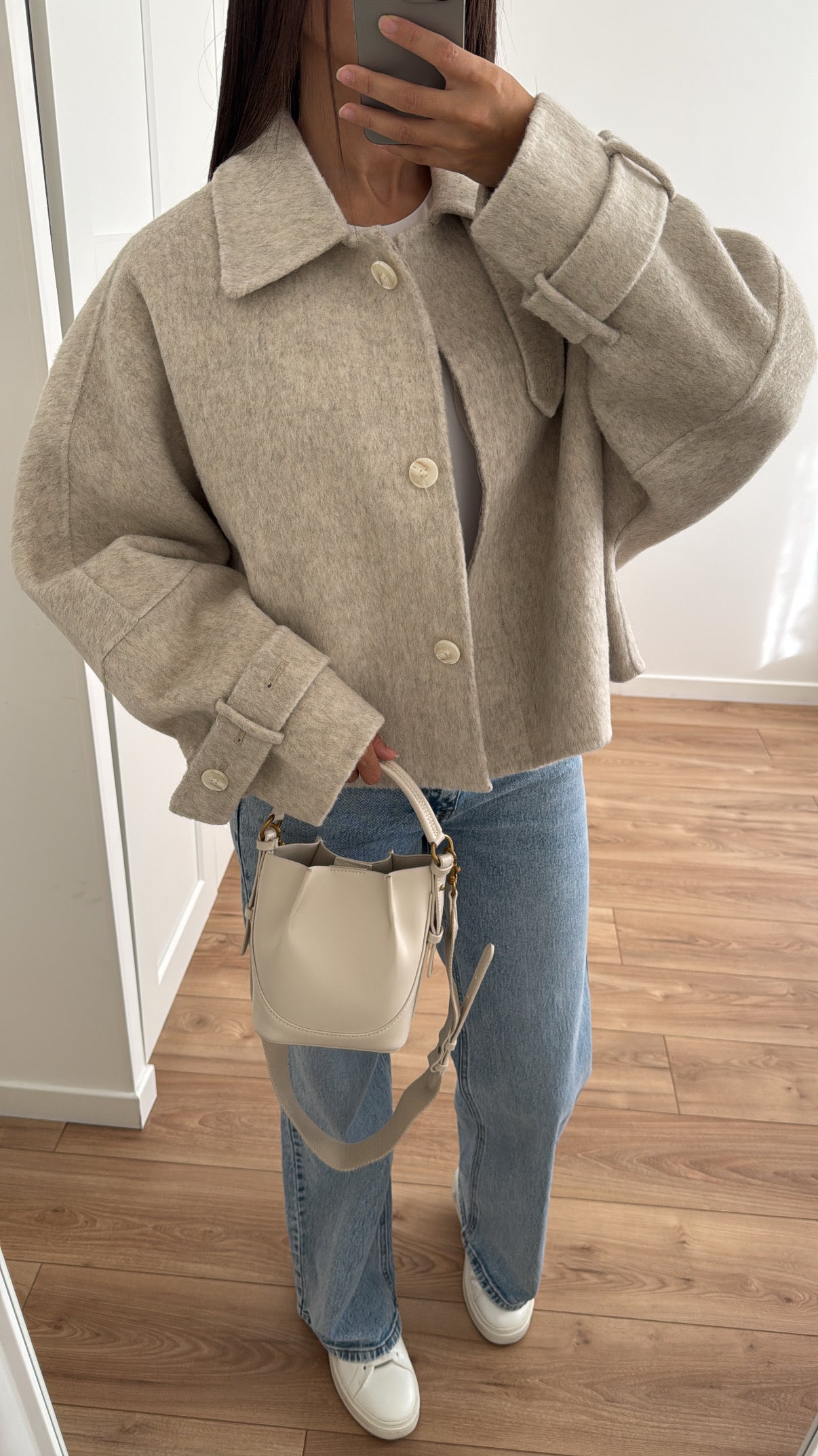 Manteau LOOSE oversize en laine [ beige clair ]