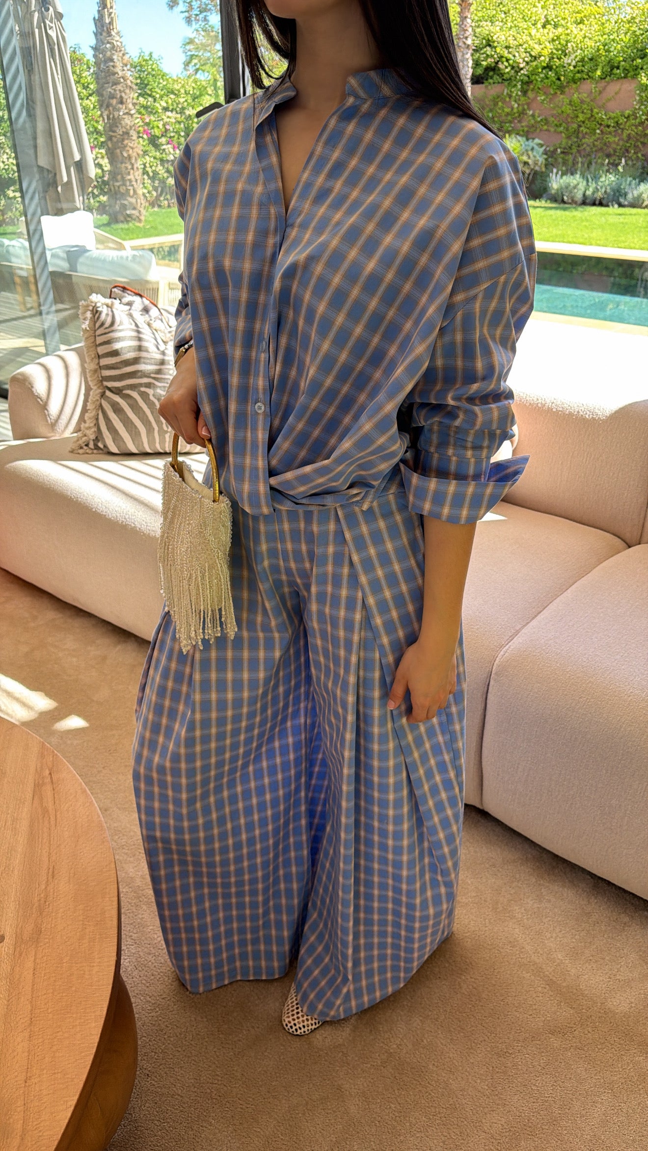 Ensemble à carreaux [bleu]