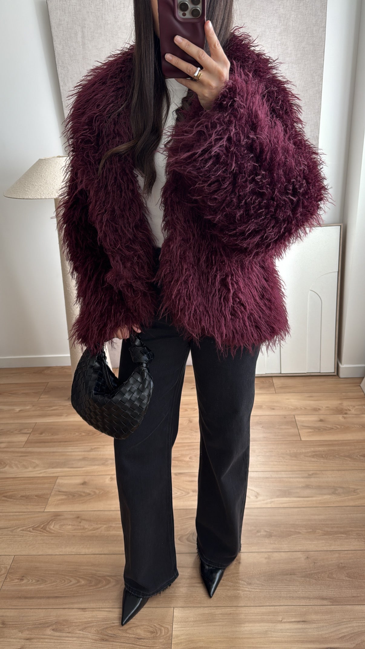 Veste en fausse fourrure [bordeaux]