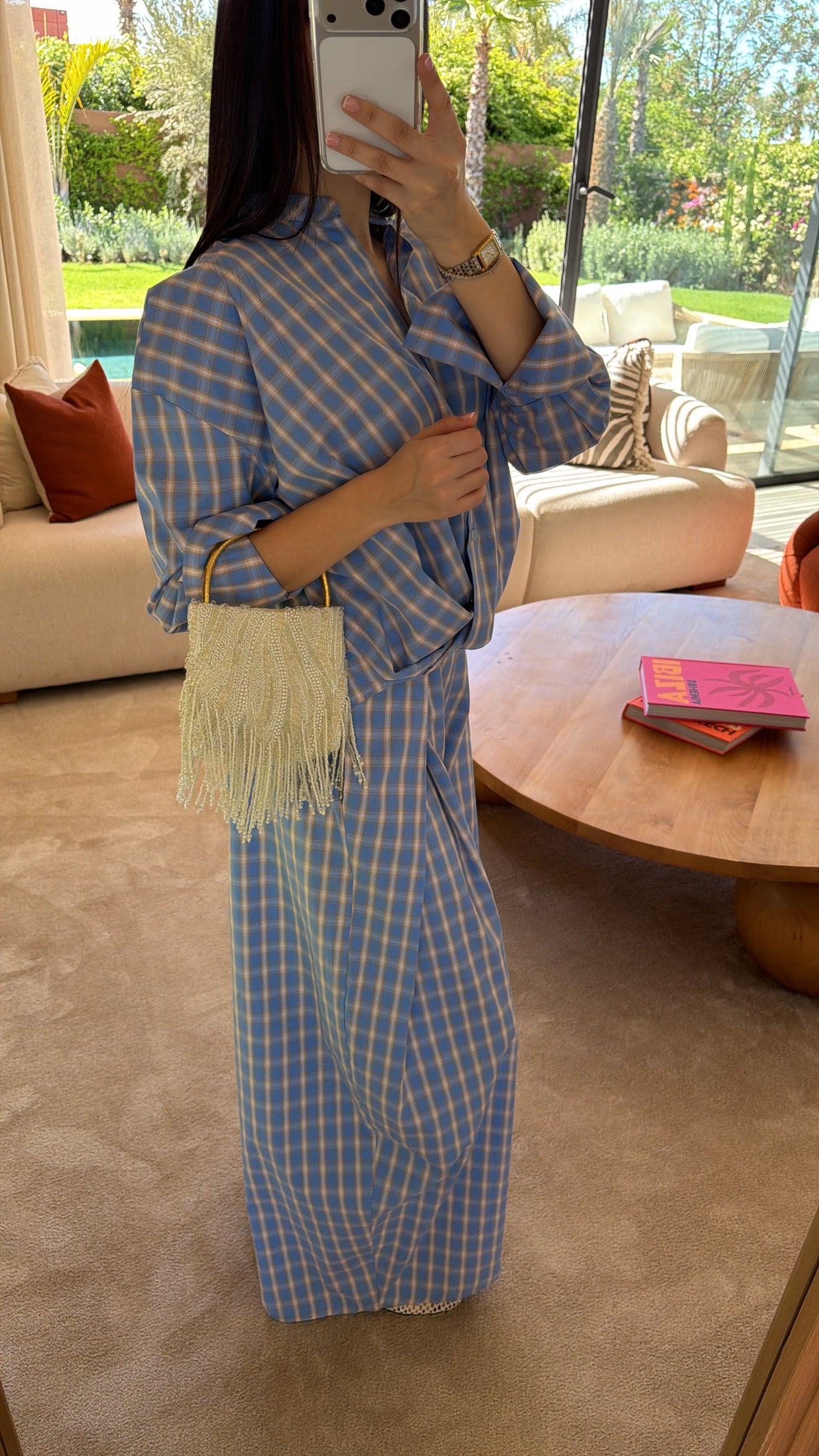 Ensemble à carreaux [bleu]