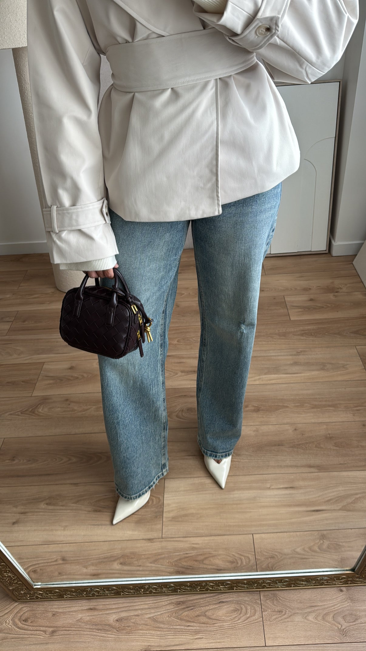 Jean wide leg effet déchiré [bleu délavé]