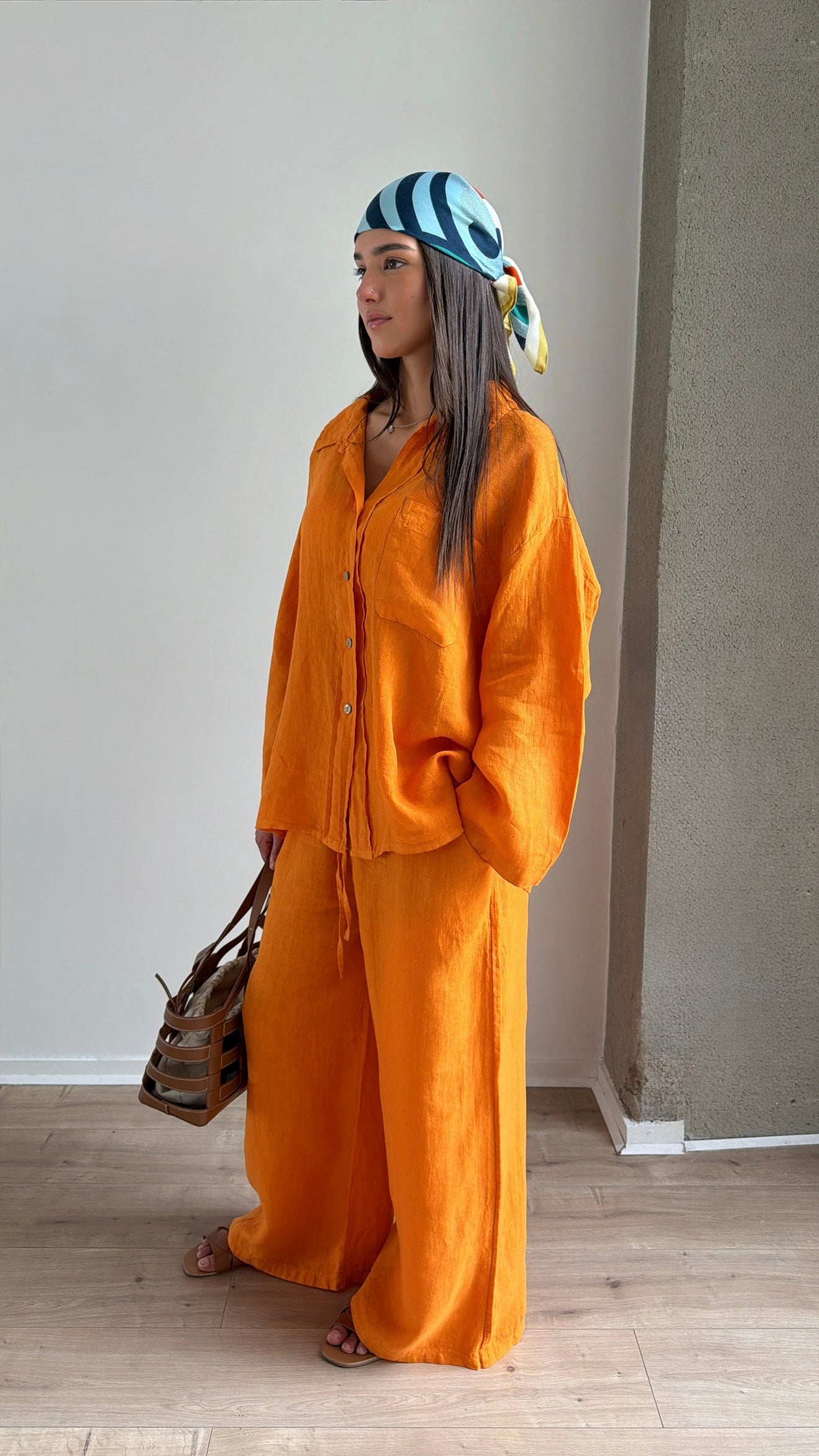 100% linen set [orange]
