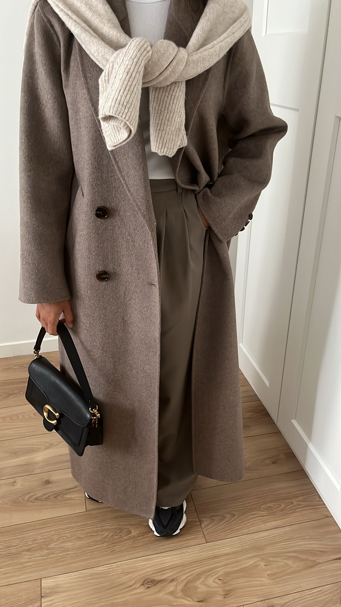 Long manteau en laine [ taupe ]