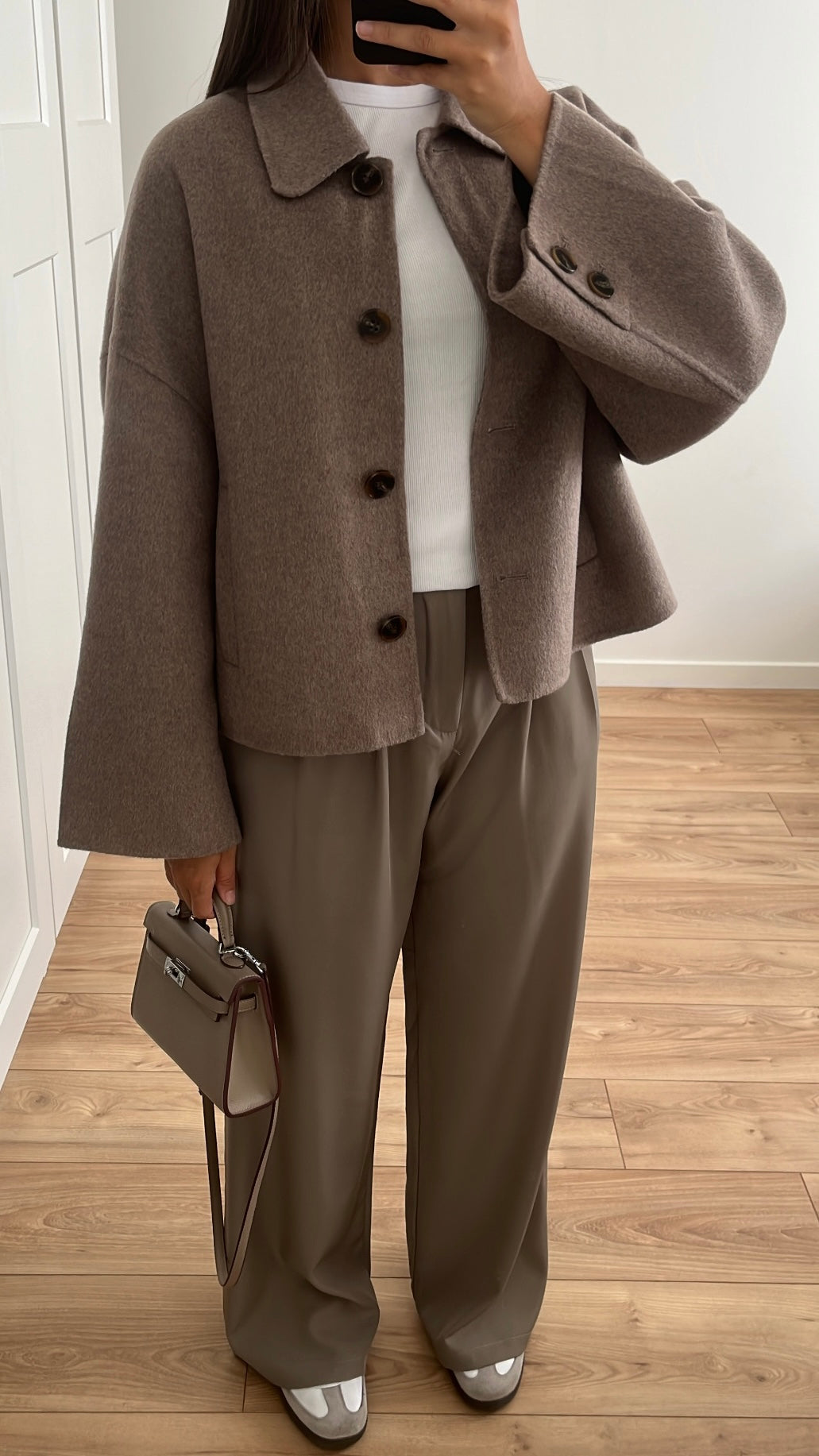 Manteau court en laine [ taupe ]