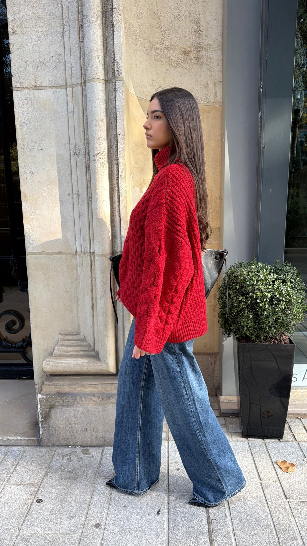 Pull oversize col roulé RORY [rouge]