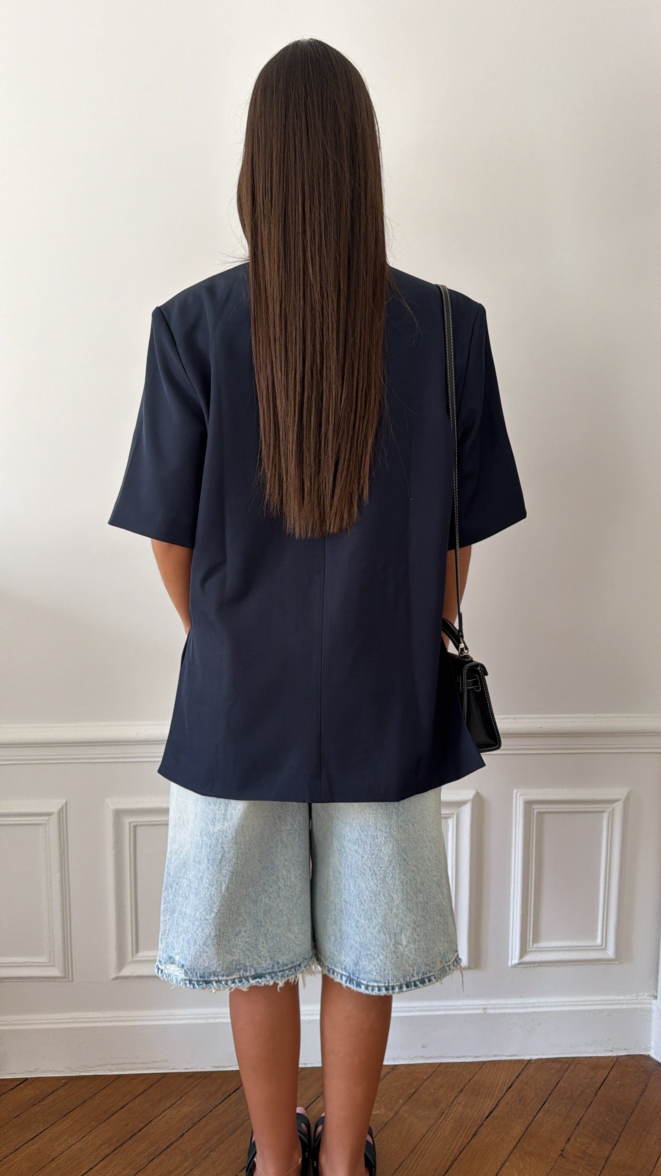 Bermuda en jean déchiré [bleu]