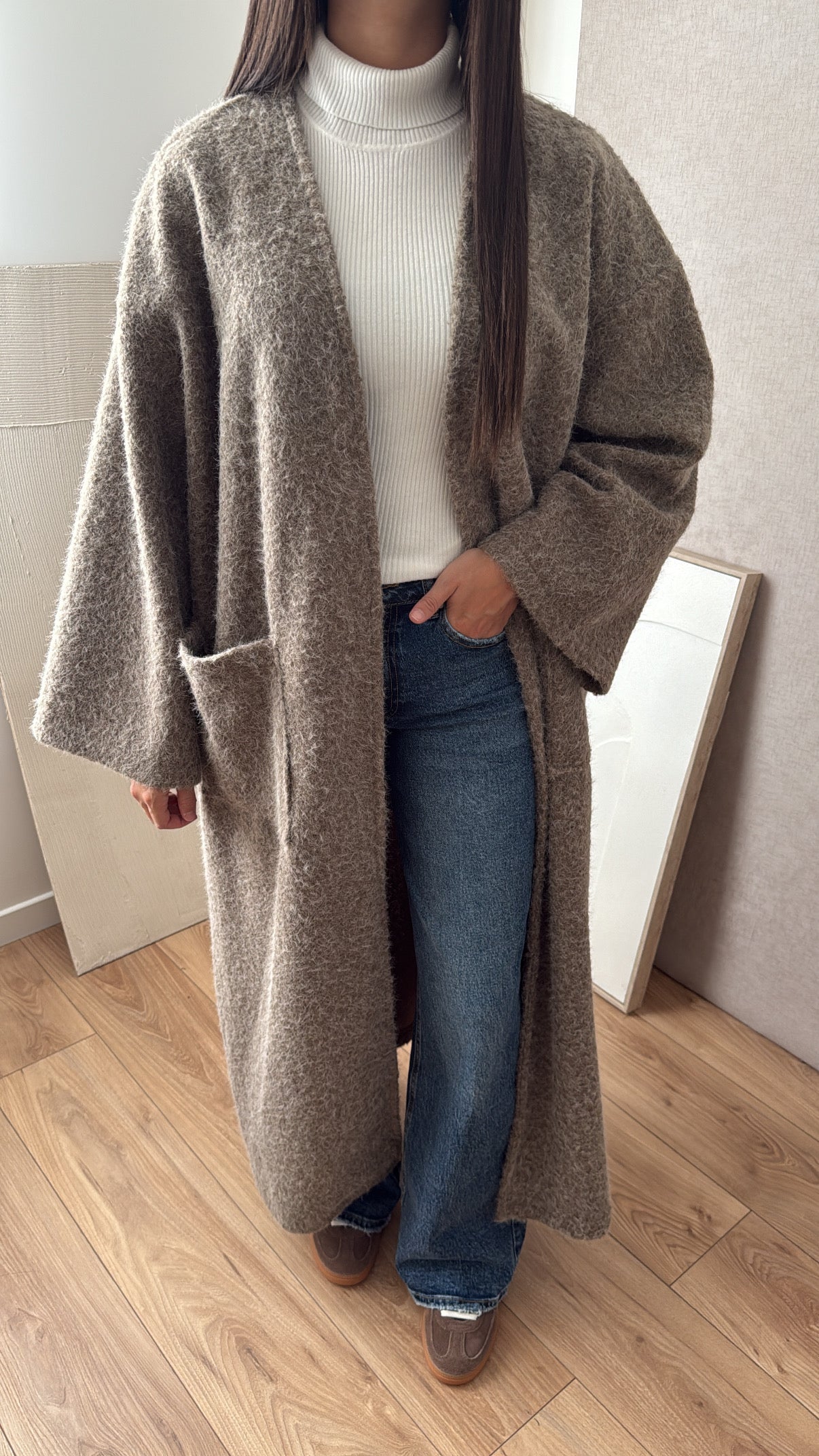 Long manteau HERA [taupe chiné]