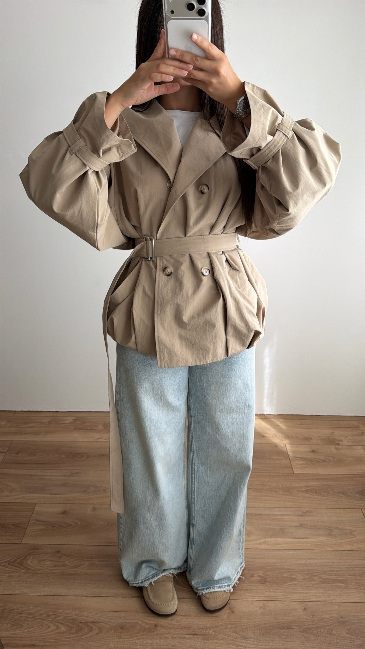 Oversized trench coat [beige]