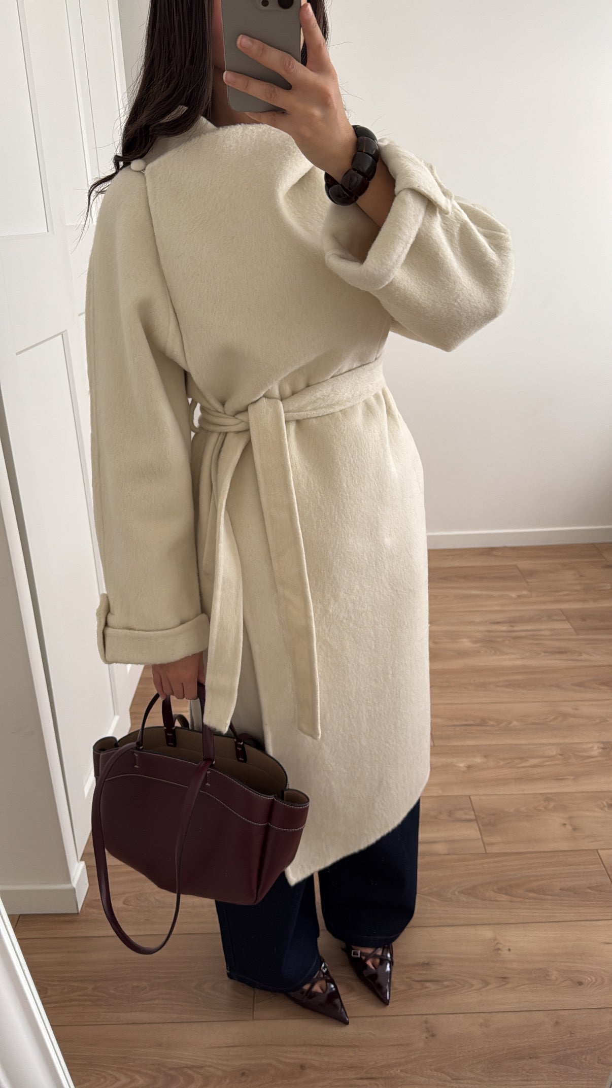 Long manteau en 100% laine [ MATILDE - ÉCRU ]