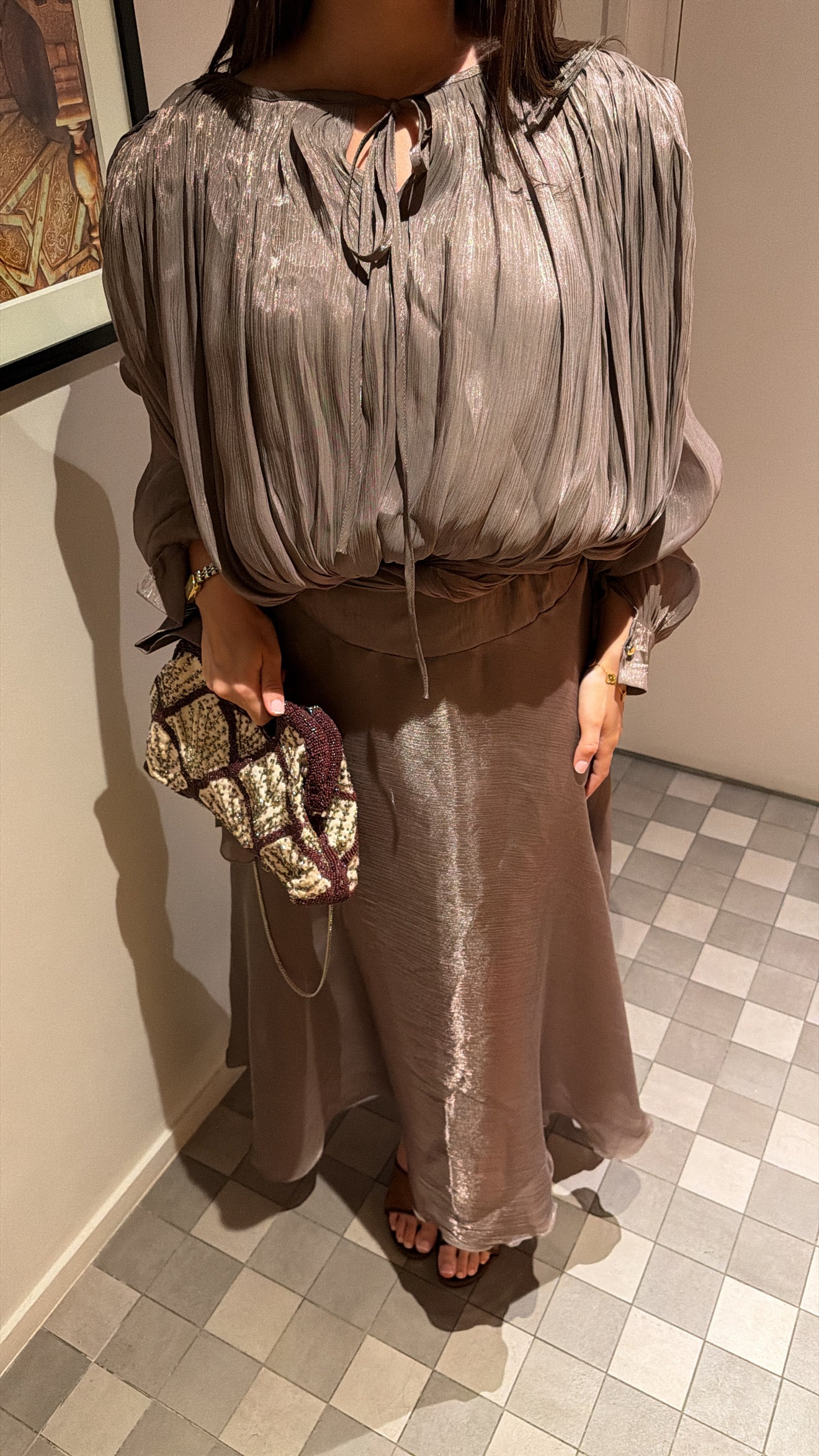 Robe longue irisée LUNA [MARRON]