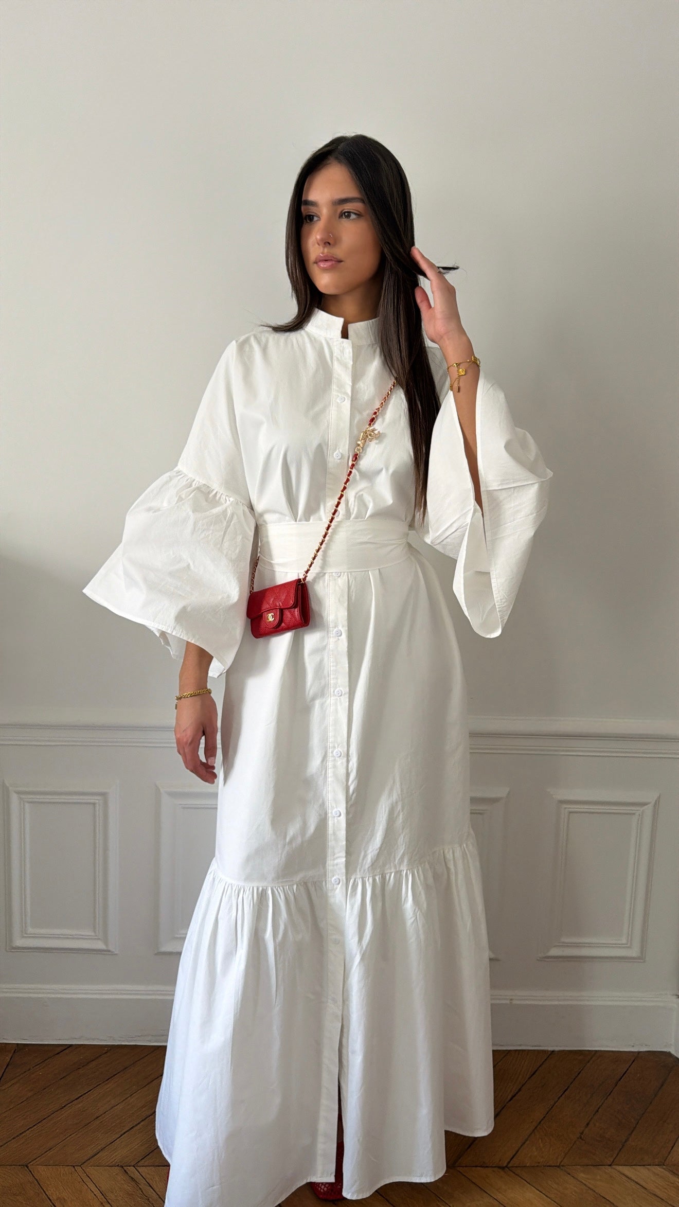 Robe longue loose en coton [blanc]