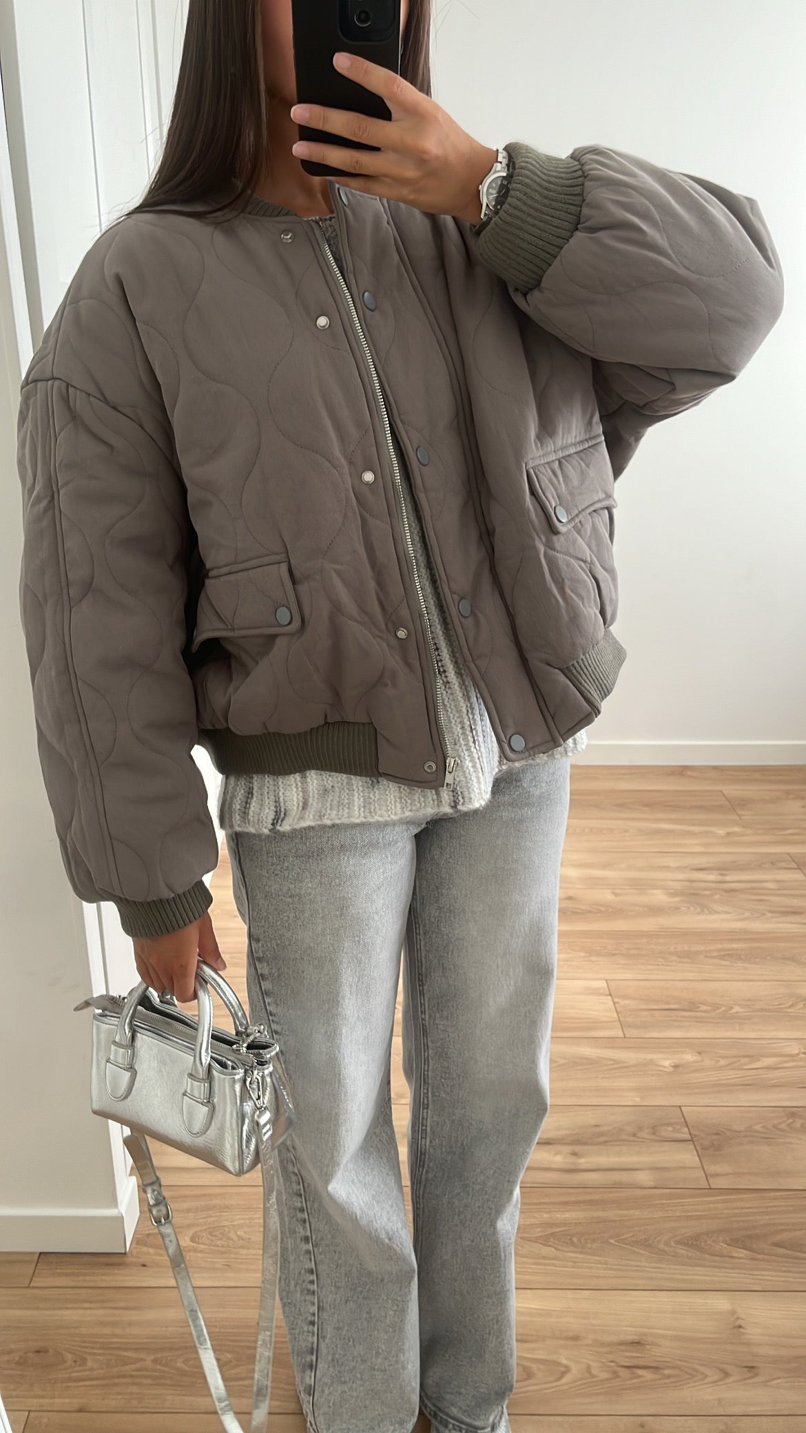 Bomber matelassé gris anthracite