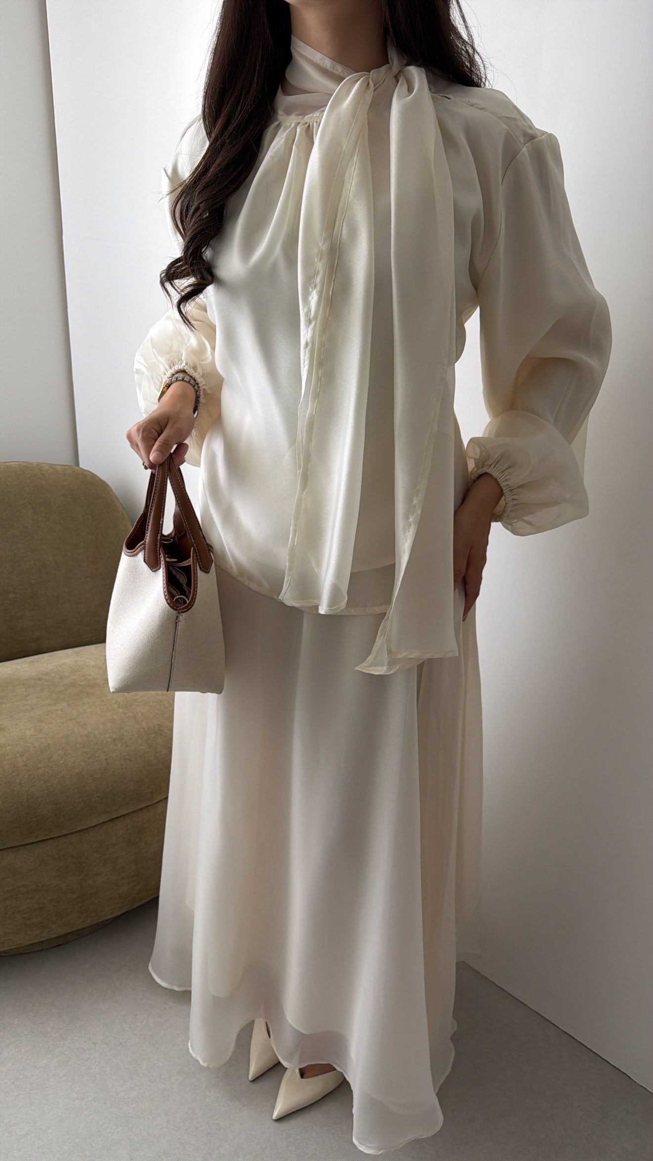 Ensemble jupe longue et blouse [écru]