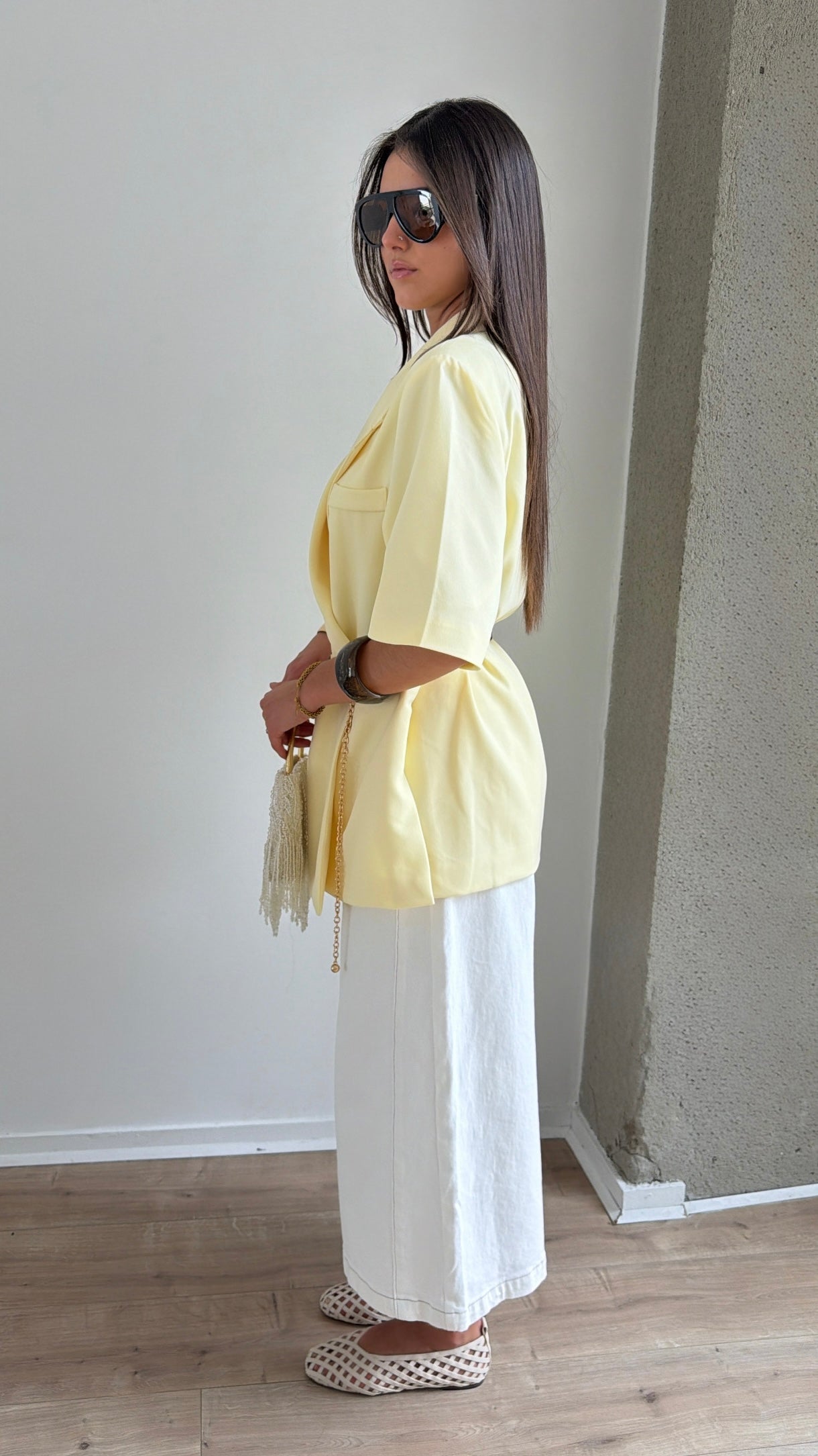 Blazer sans manches oversize [jaune]