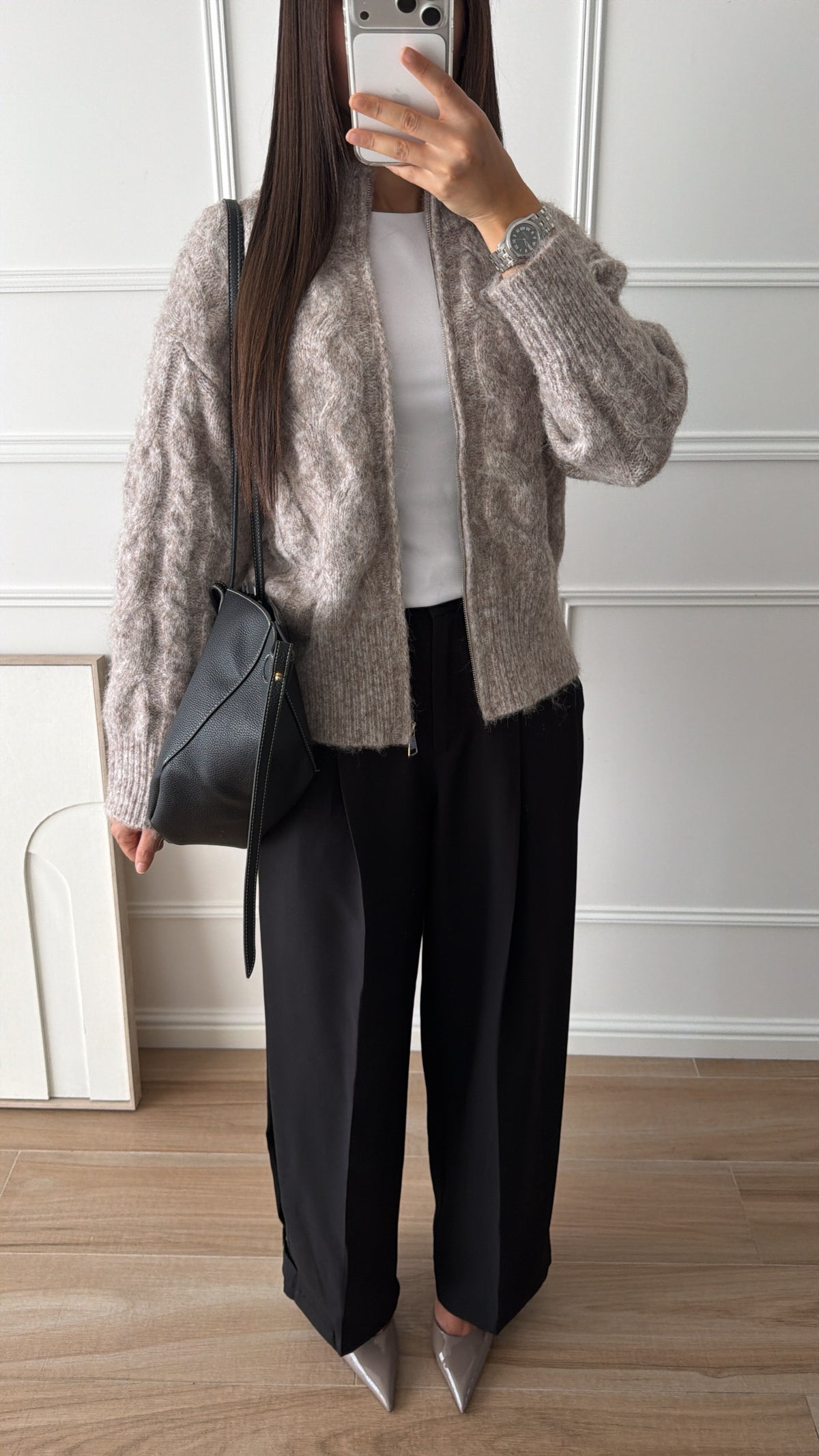 Gilet en maille torsadée [Taupe clair]